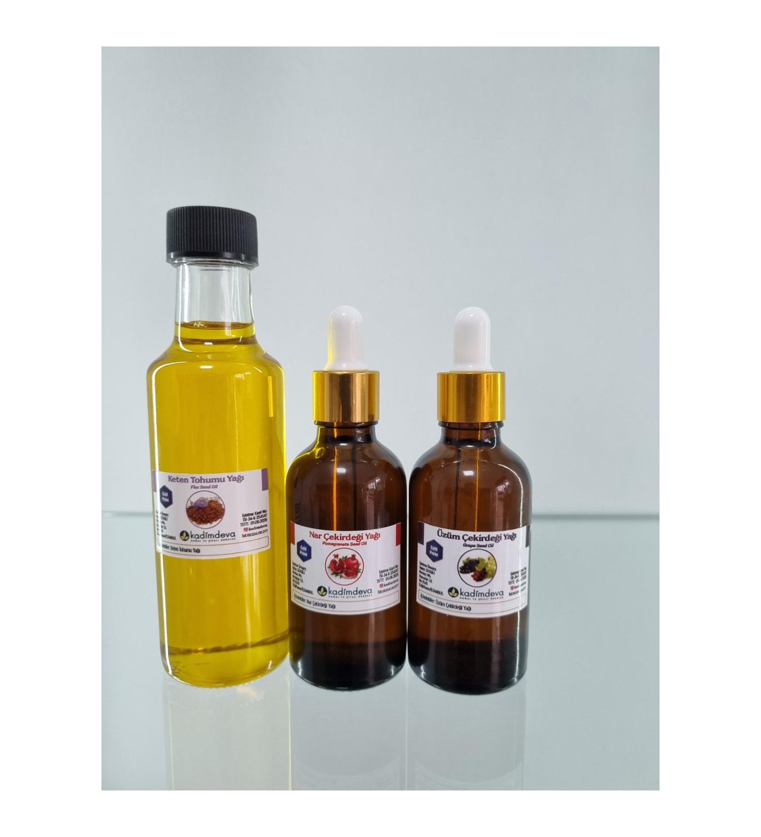 Kadimdeva Linseed Oil 100 ml & Pomegranate Seed Oil 50 ml & Grape Seed Oil 50 ml
