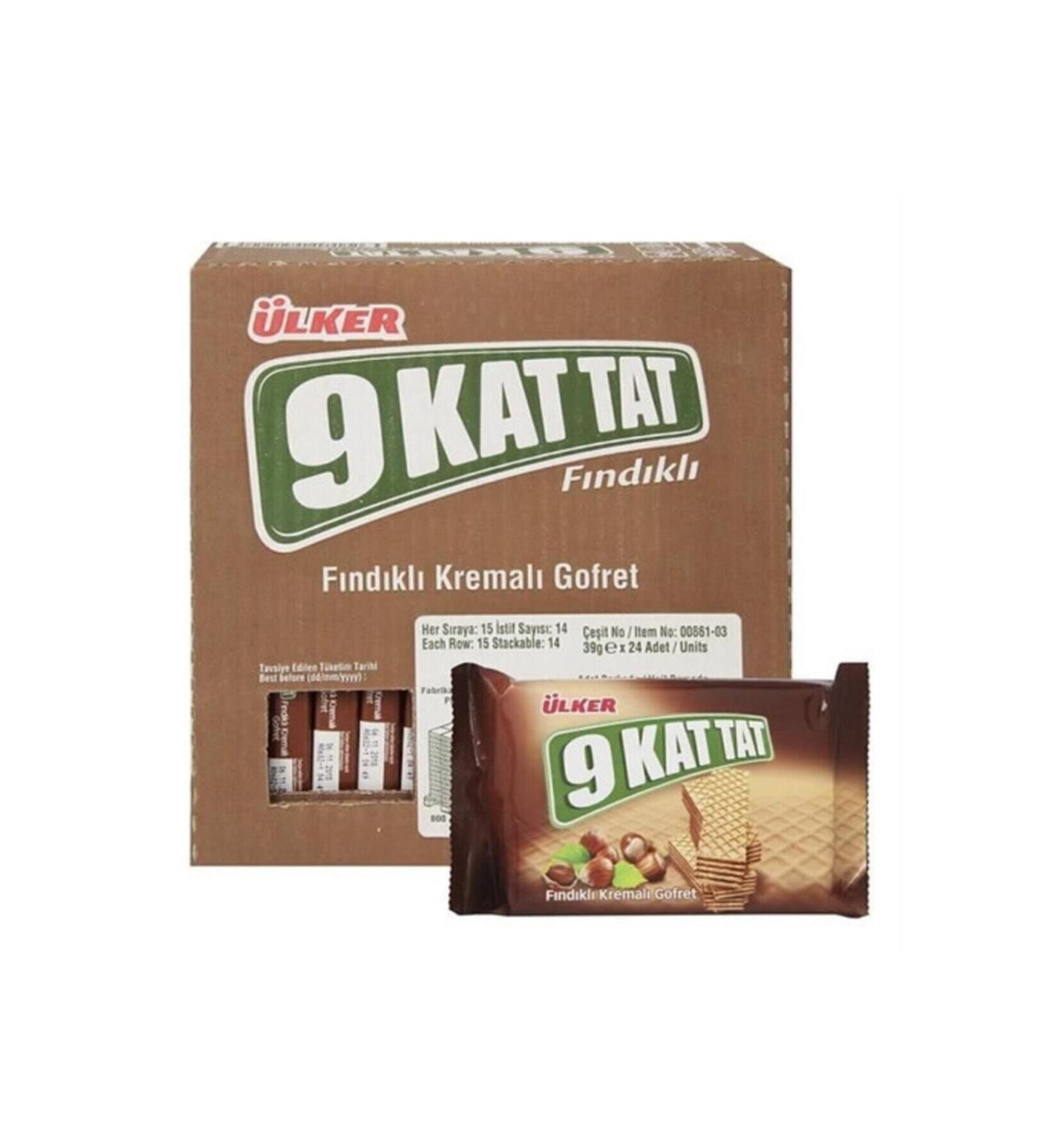 Ulker 9 Kat Tat Hazelnut Wafer 39 Gr X 24 Pieces