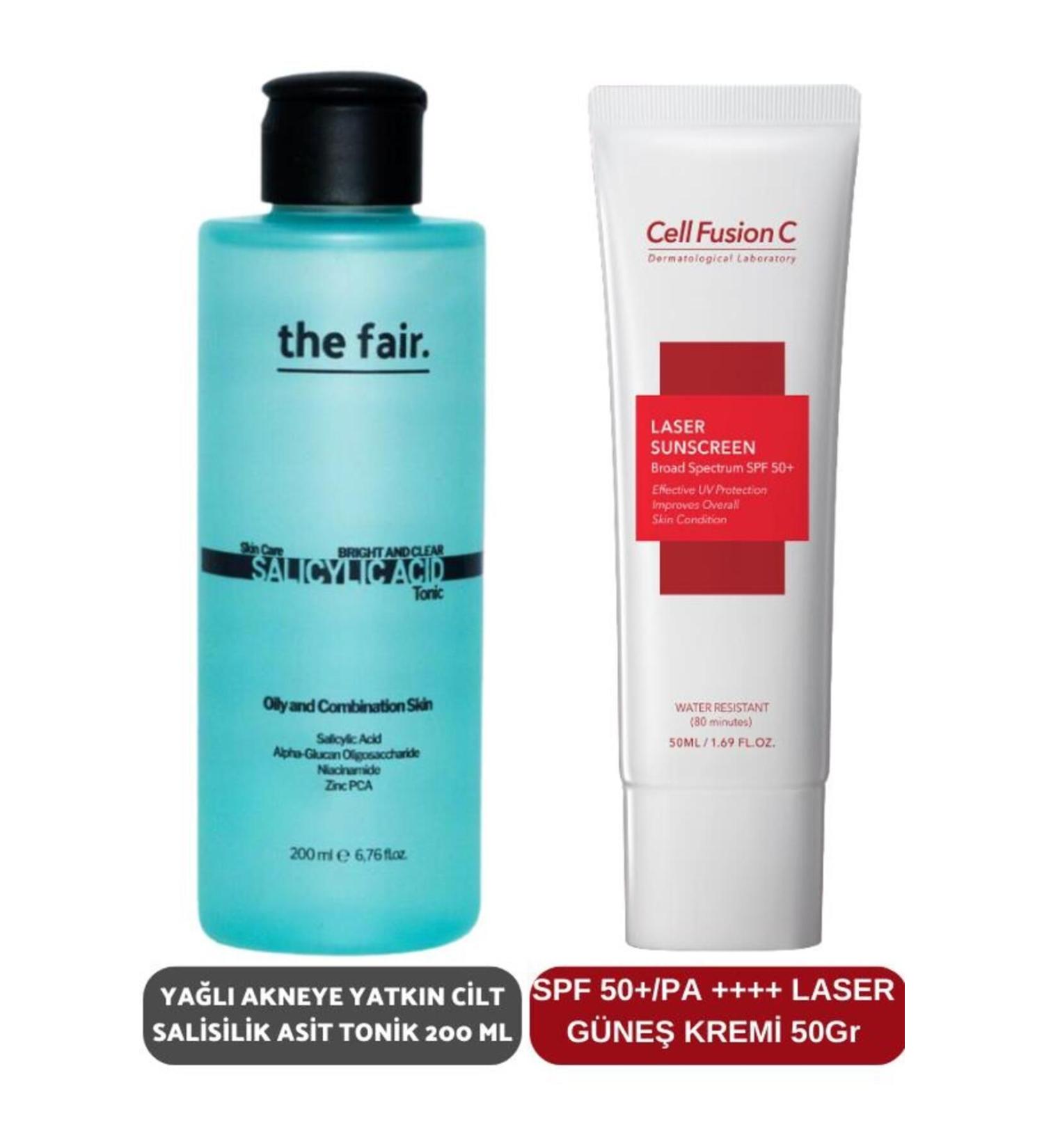 The Fair the fair. Oily Acne Prone Skin Salicylic Acid Toner 200 ml and SPF 50+/PA Laser Sunscreen 50 ml - Buy Online on GoSupps.com