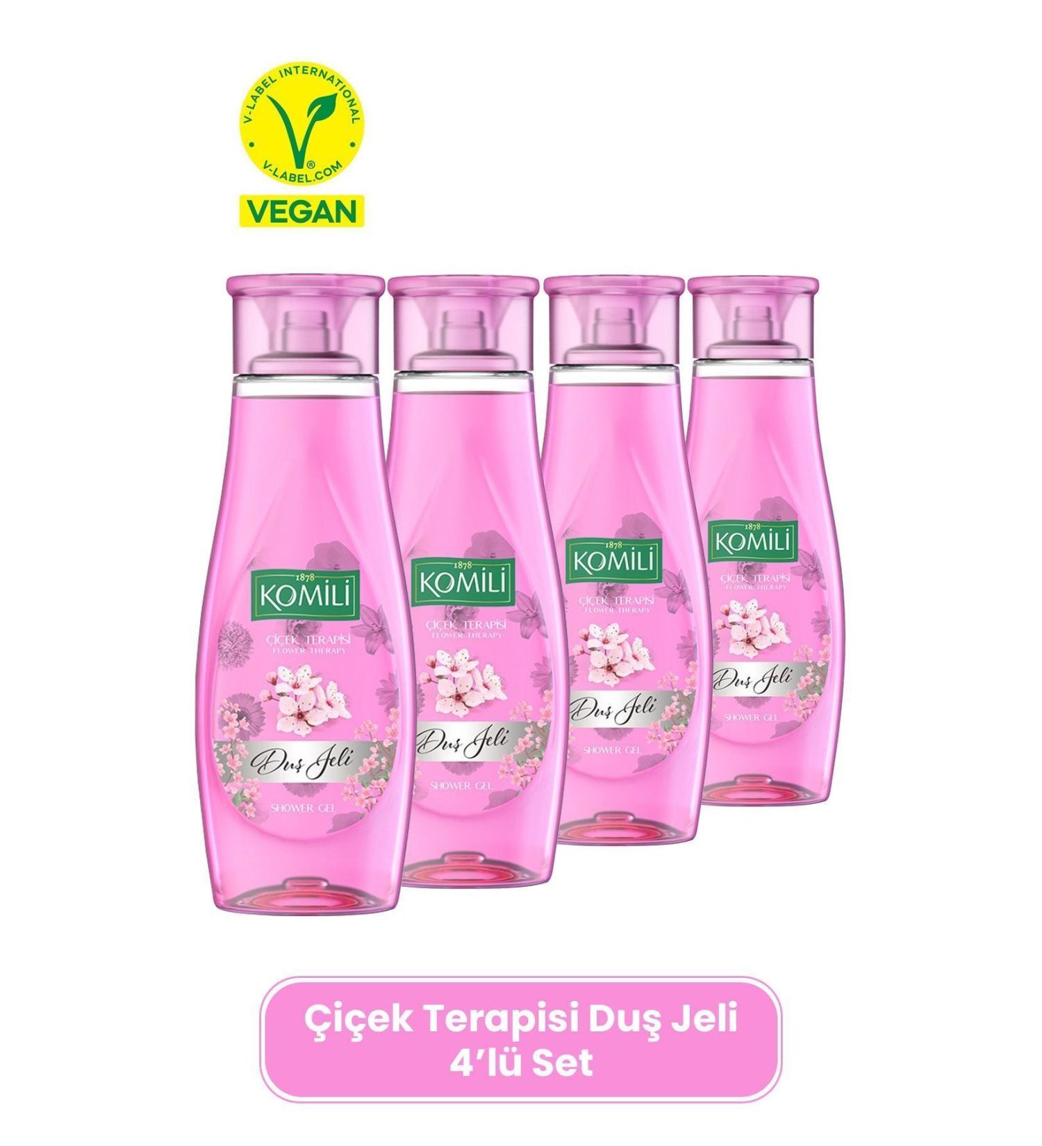 Komili Flower Therapy Vegan Shower Gel Set of 4 - Spring Flowers Scented - 4 X 500 ML - Buy Online on GoSupps.com
