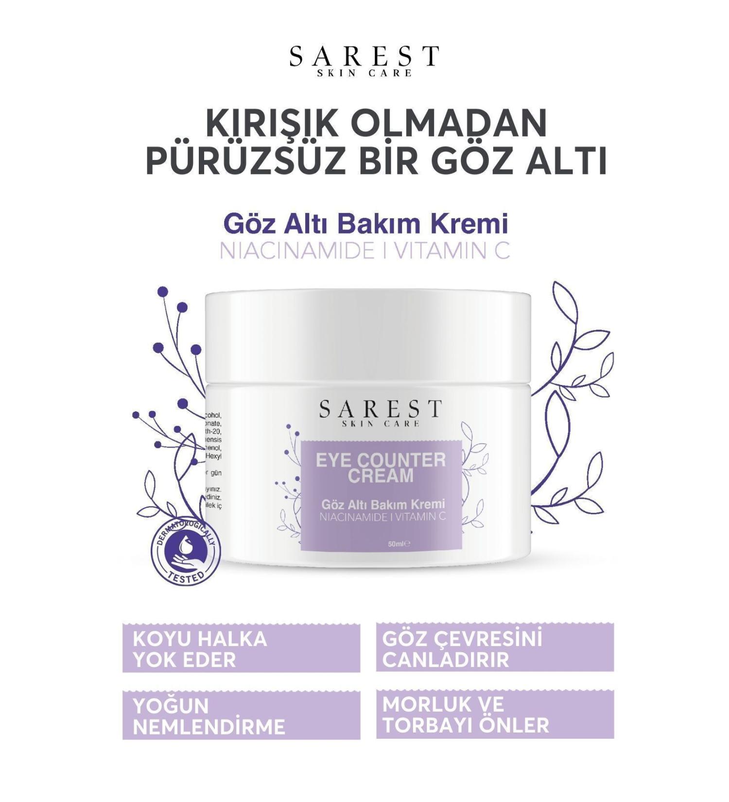 Sarest Under Eye Bags Dark Circles & Dark Circles Anti-Intensive Moisturizer and Under Eye Brightening Cream 50 Ml - Buy Online on GoSupps.com