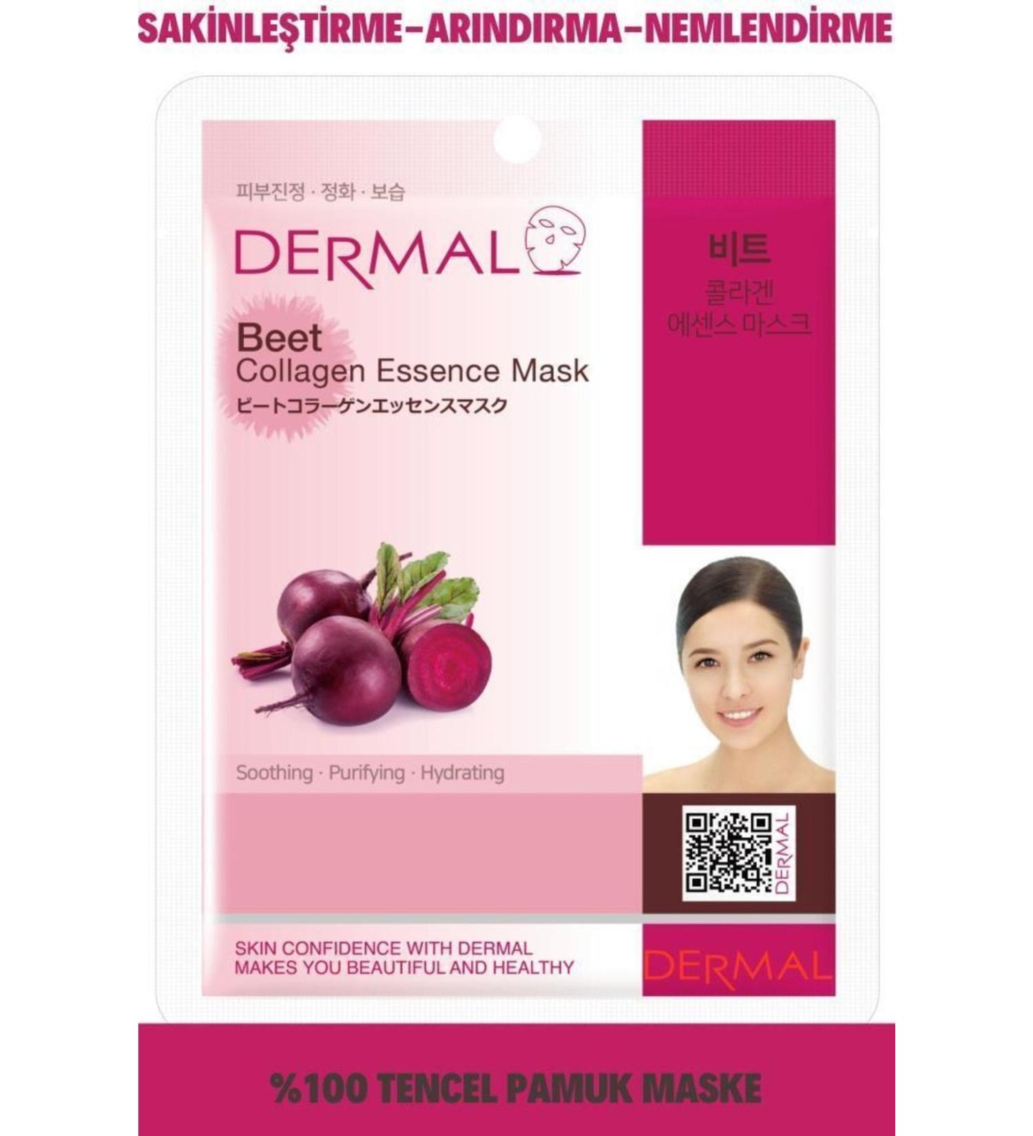 Dermal Smoothing Purifying Moisturizing Beetroot Extract Collagen Mask 23 Gr