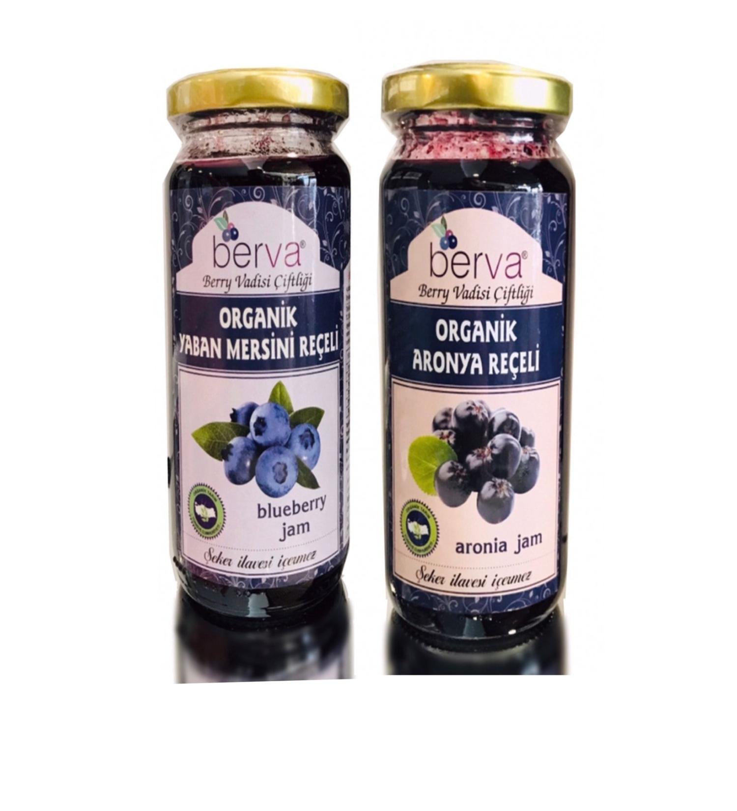 BERVA Organic Blueberry Jam 260gr + Organic Aronia Jam 260gr - Buy Online on GoSupps.com
