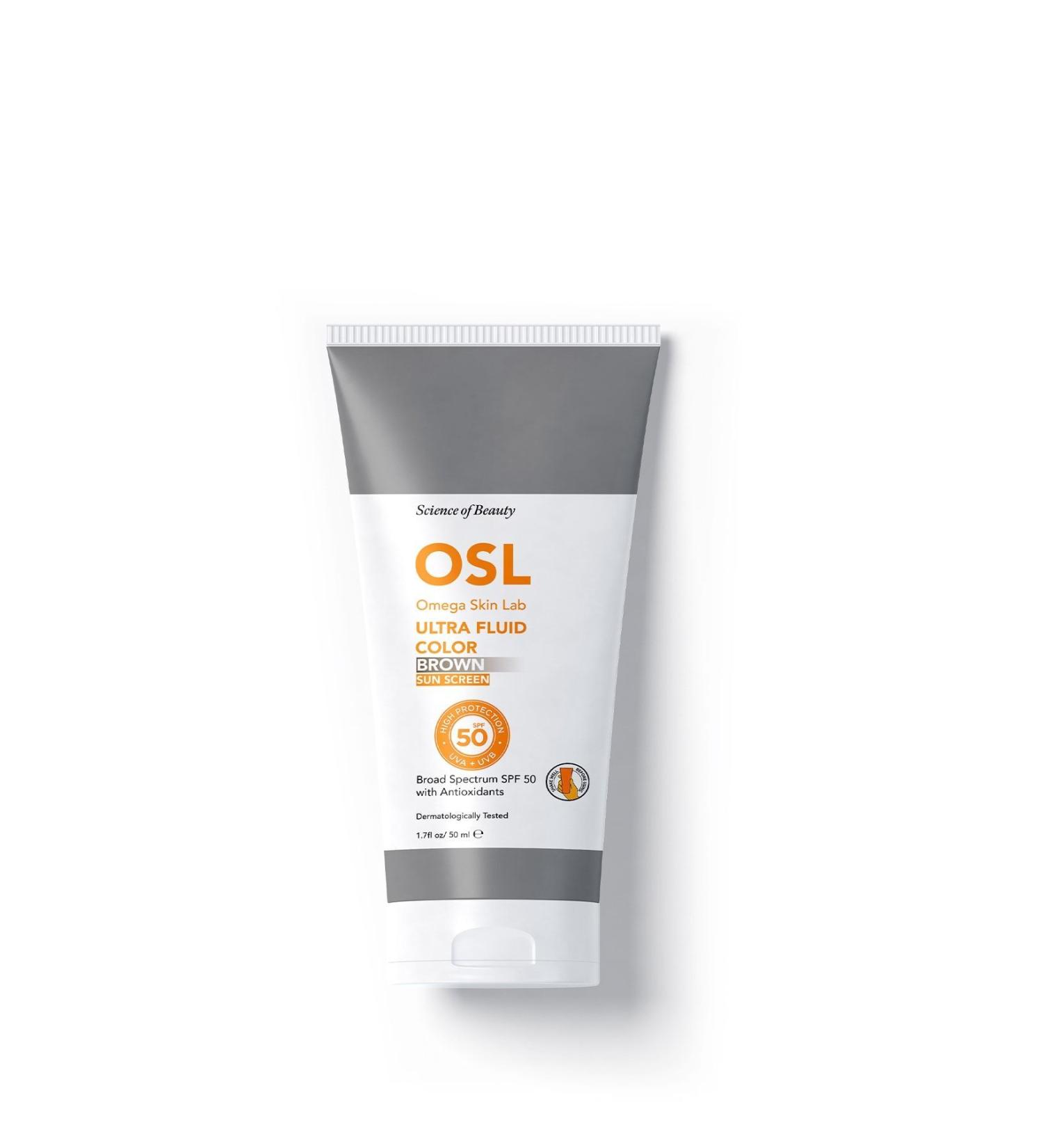 OSL Omega Skin Lab Ultra Fluid Spf 50 Brown Color 50 ml (COLORED SUN PROTECTION)