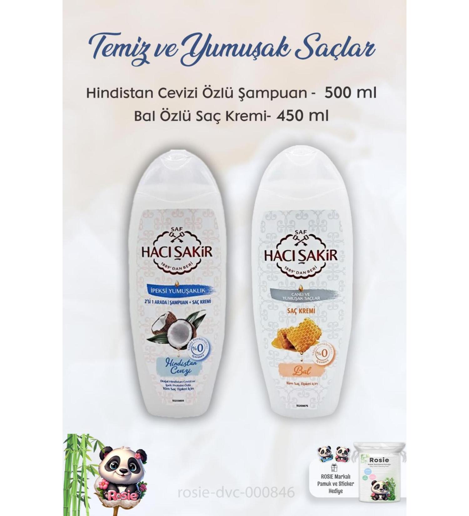 Hac akir Coconut Shampoo 500 ml Honey Conditioner 450 ml and ROSIE