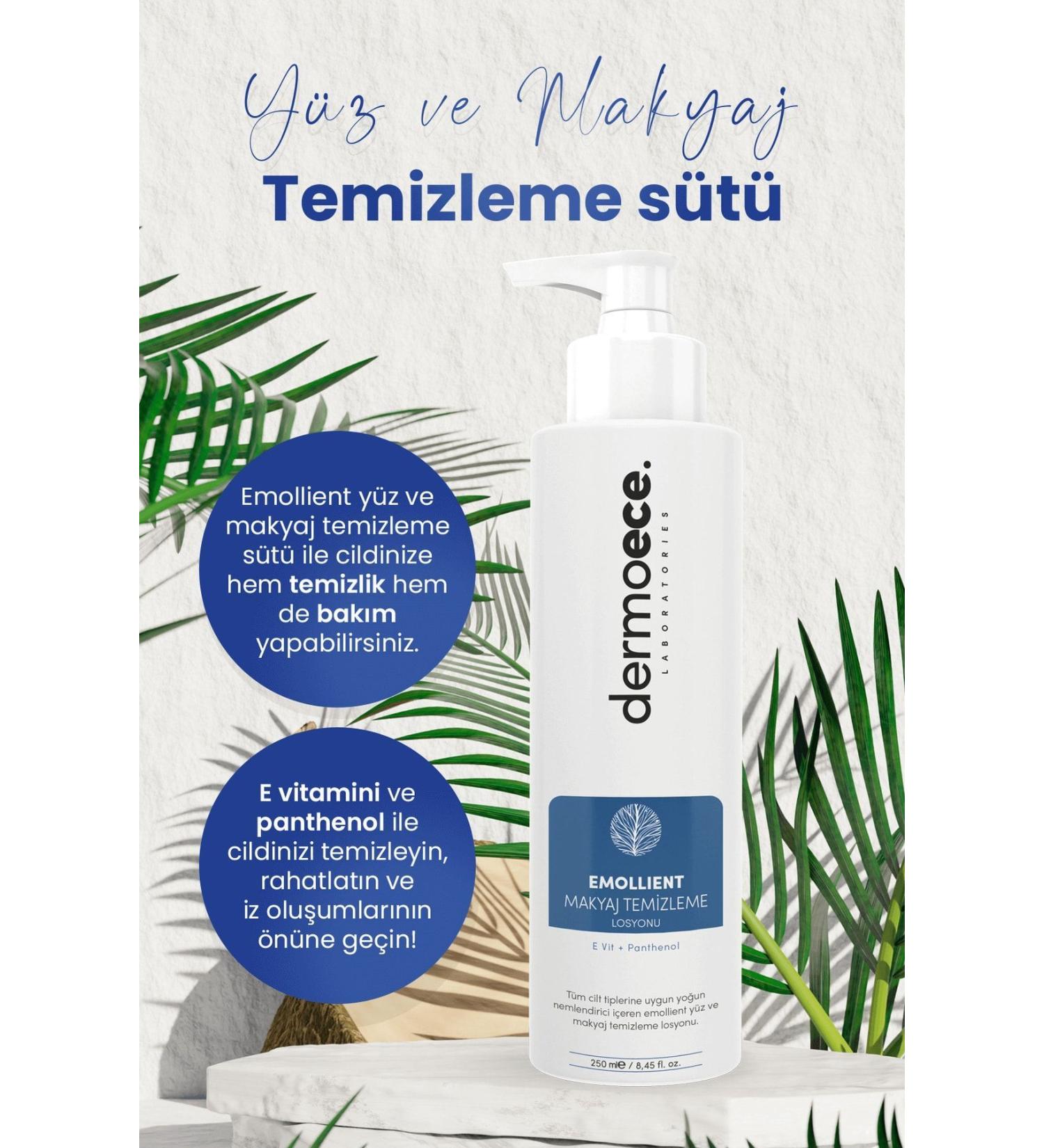 dermoece Emollient Face and Make-up Cleansing Milk & Lotion Suitable for All Skin Types 250 ml