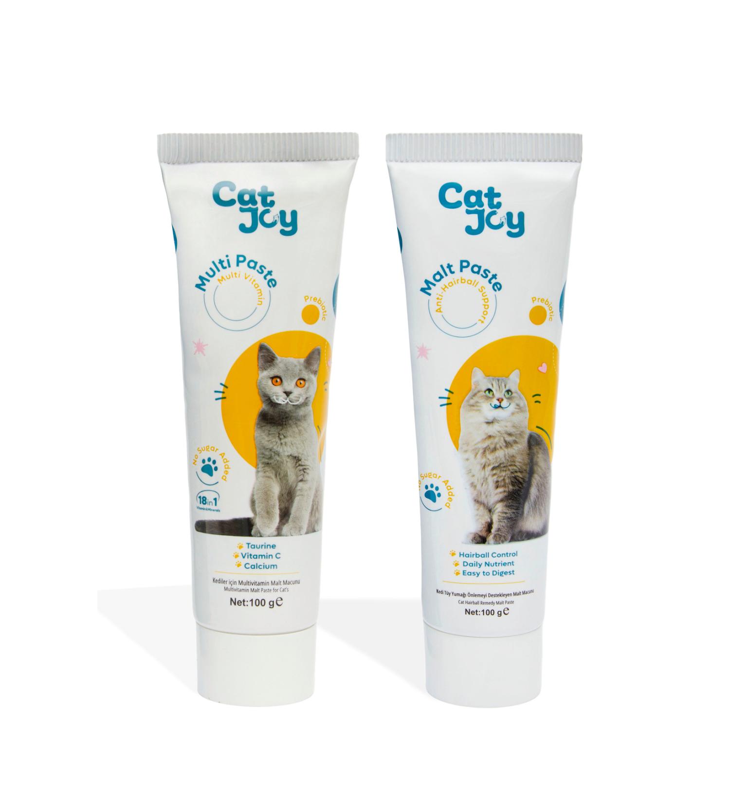 CATJOY Super 2 Pack Anti-Hairball Malt 100 gr & Multivitamin Paste 100 gr - Buy Online on GoSupps.com