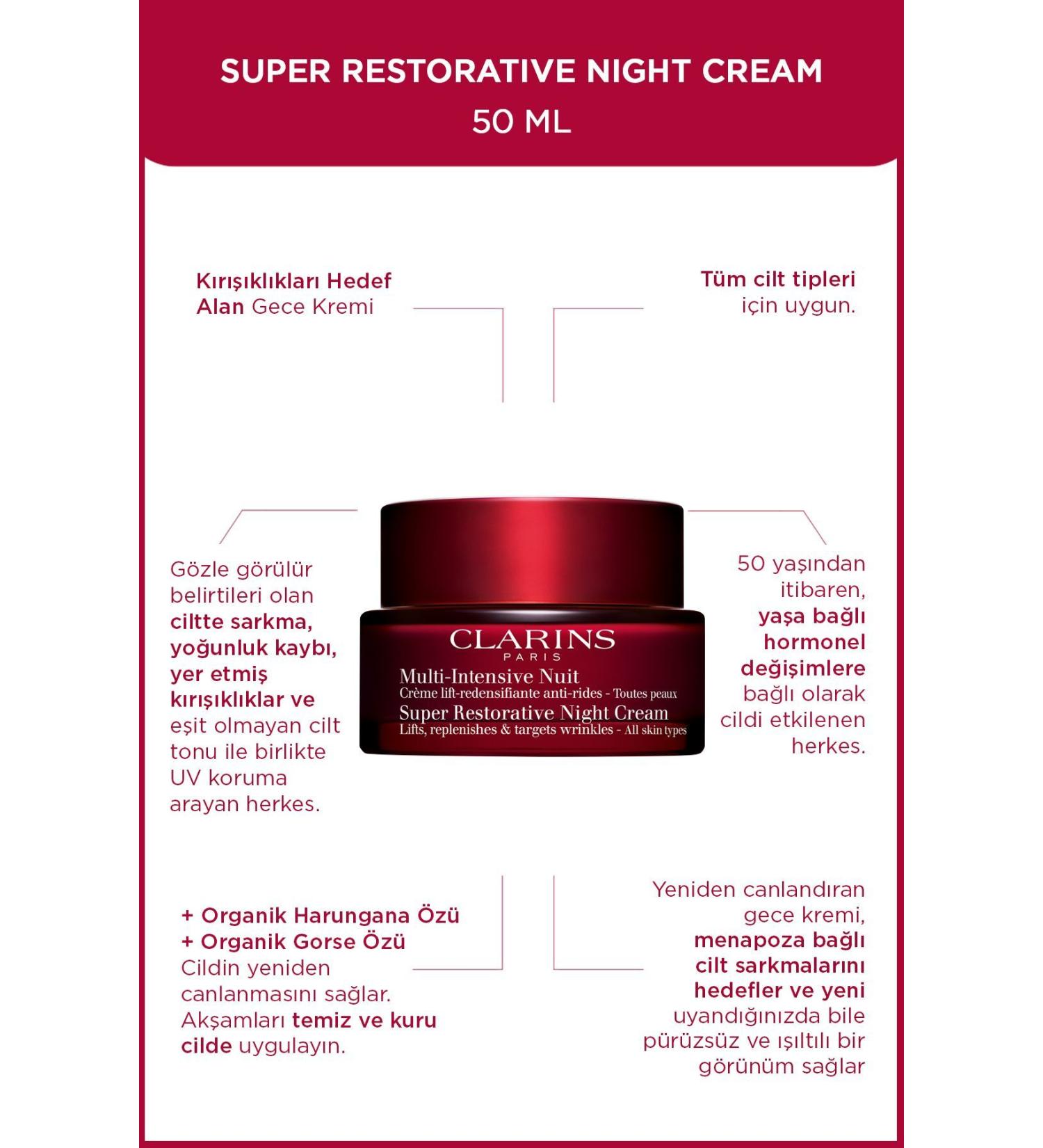 Clarins Super Restorative Night Cream for Menopausal Skin Sagging 50 Ml