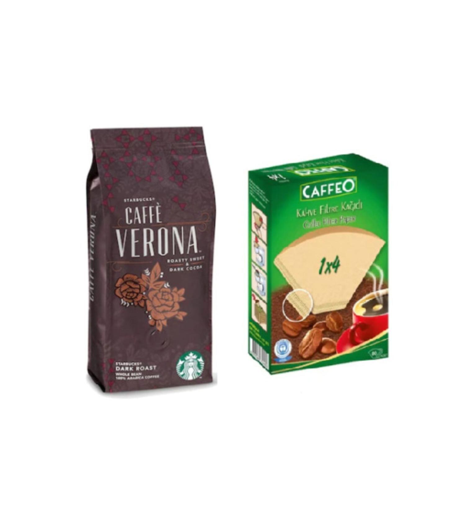 Starbucks Caffe Verona Filter Coffee 250gr + Coffee Filter Paper No 4/80li