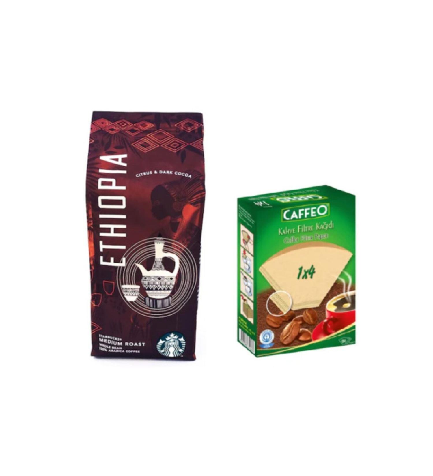 Starbucks Caffe Ethiopia Filter Coffee 250gr + Coffee Filter Paper No 4/80li