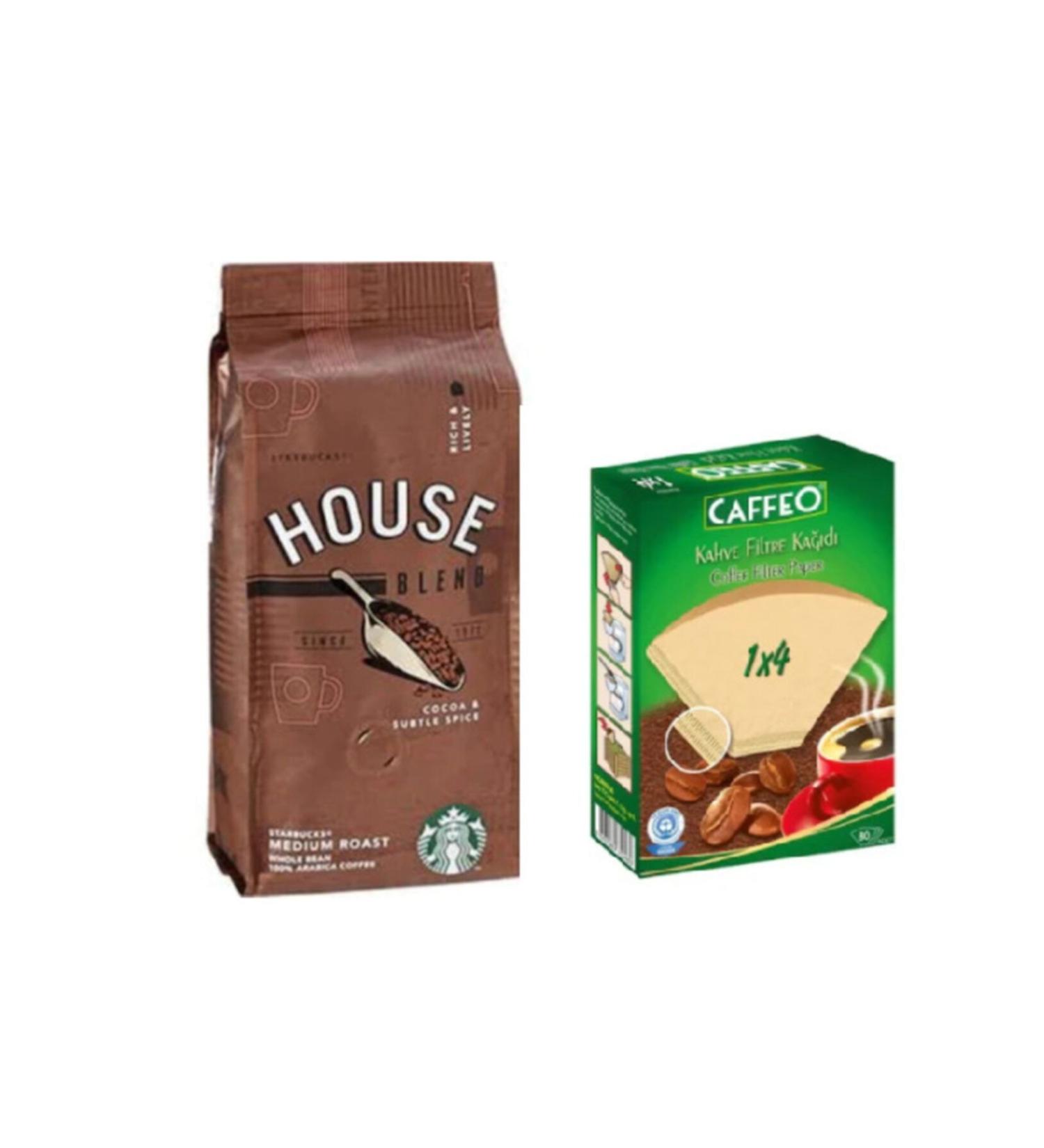 Starbucks Caffe House Blend Filter Coffee 250gr + Coffee Filter Paper No 4/80li