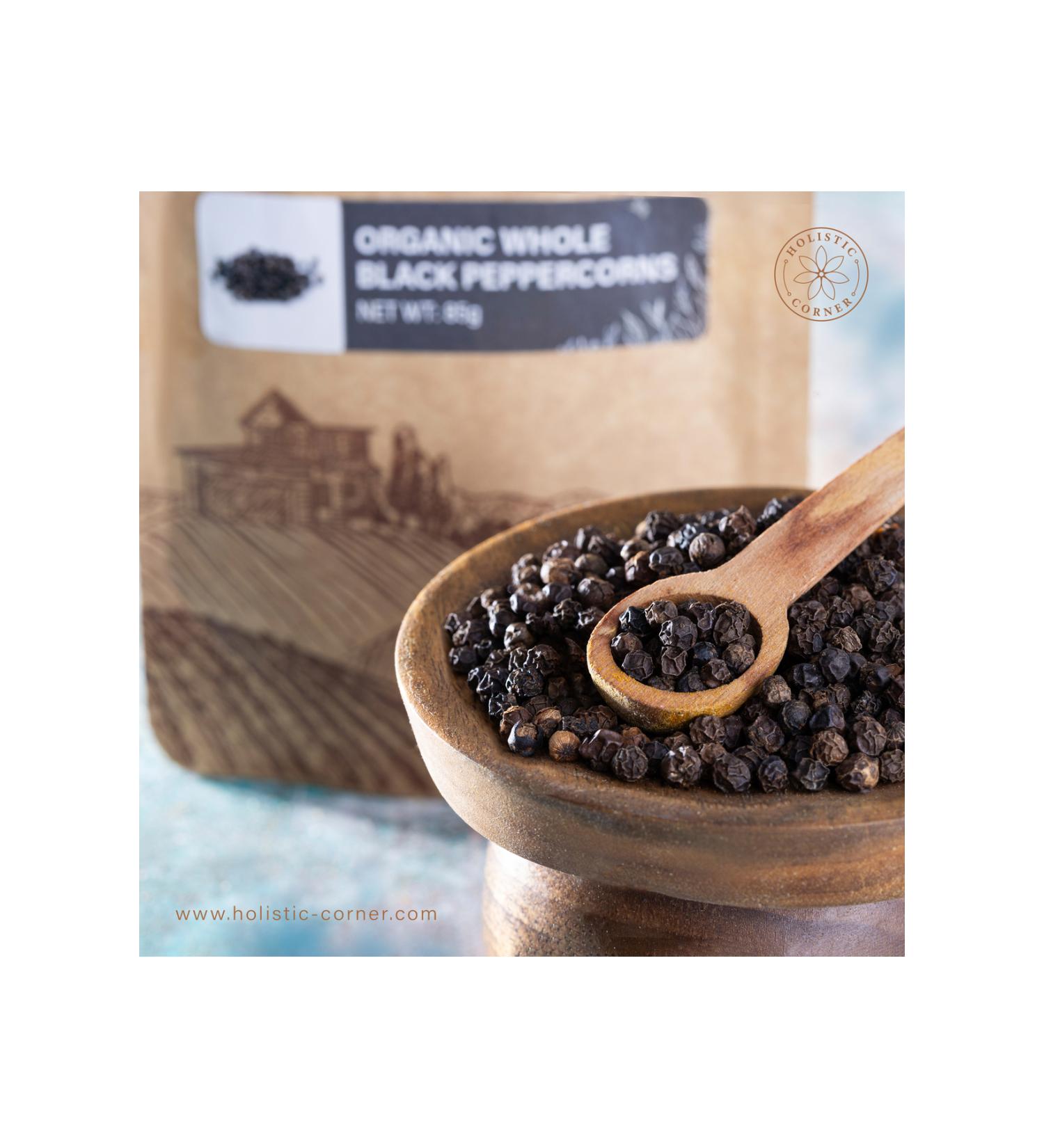 Holistic Corner Organic Whole Black Peppercorn | Black Peppercorns | 85g - Buy Online on GoSupps.com