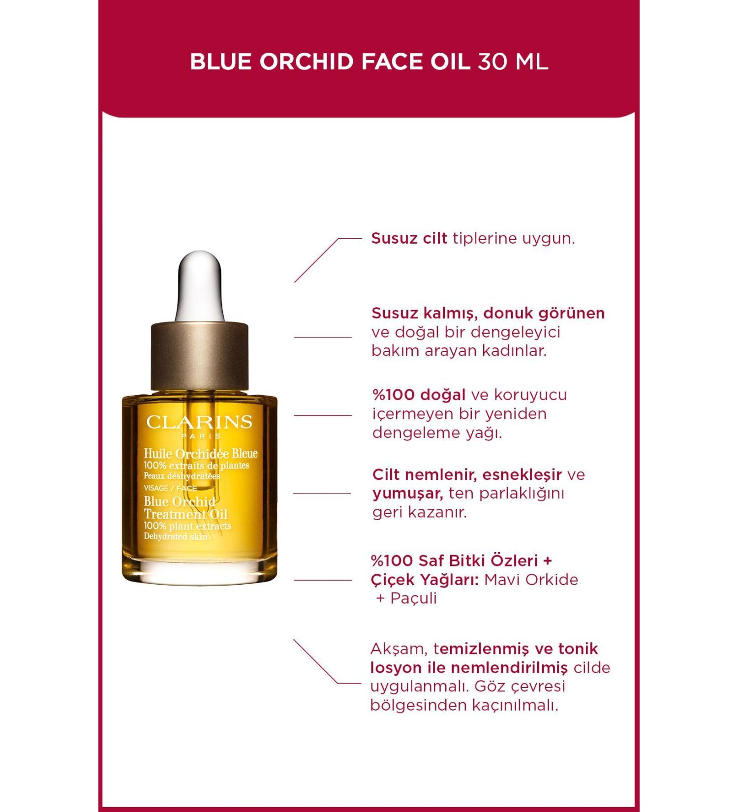 Clarins Blue Orchid Face Care Oil 30 ml Moisturizing Restoring Brightness for Dull and Dry Skin