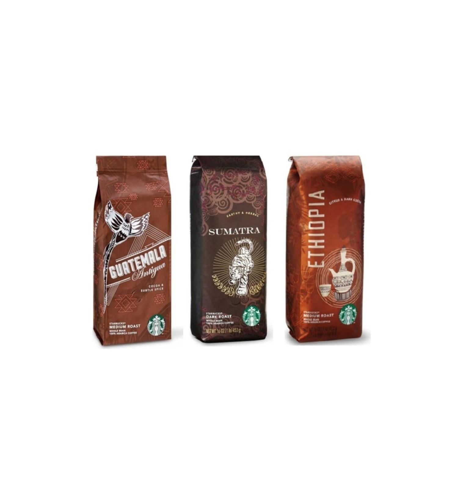 Starbucks Guatemala Ethiopia Sumatra Filter Coffee 3x250 gr 3 Pack Ground for Coffee Machine