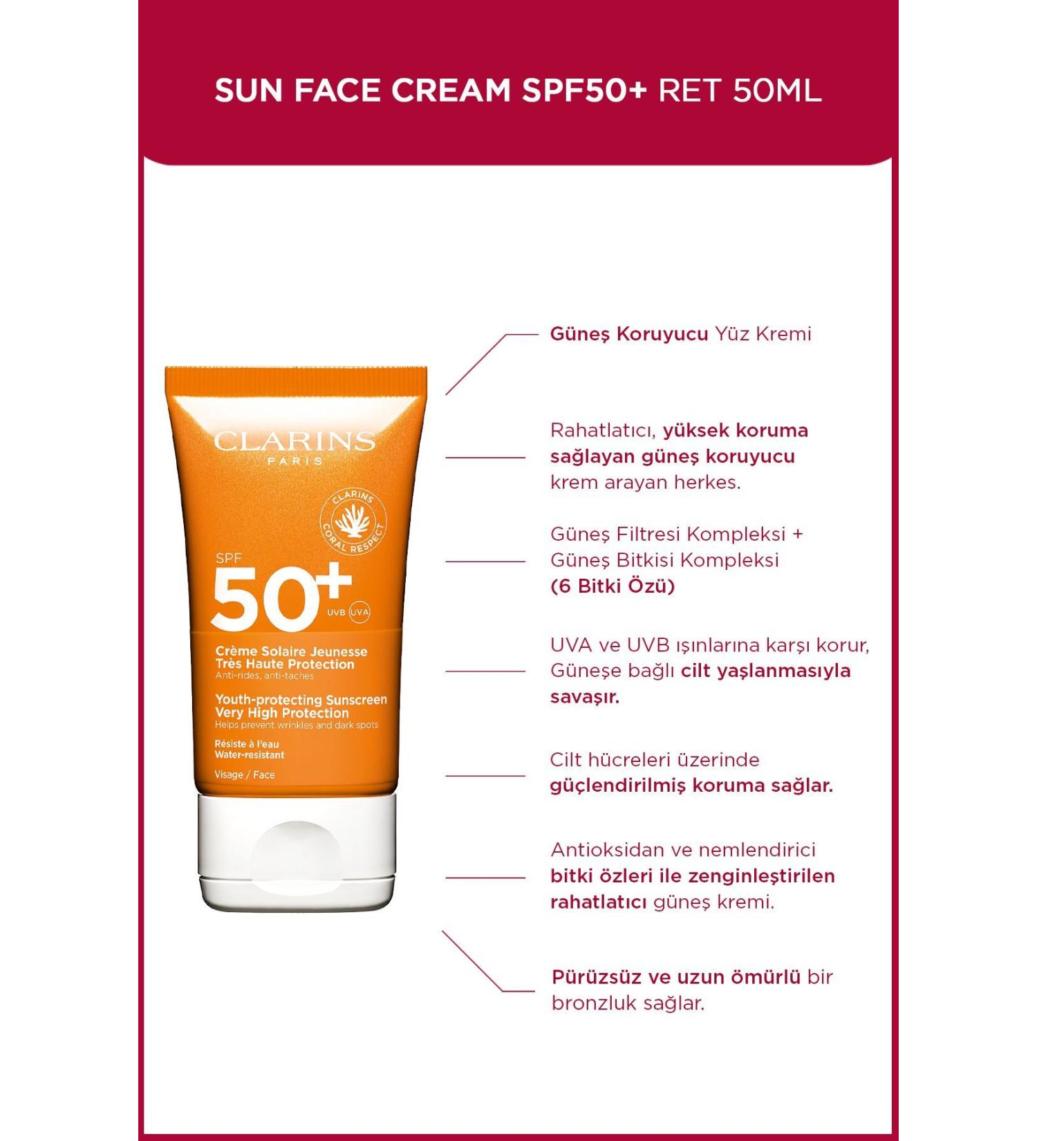 Clarins Anti-Wrinkle and Dark Spot SPF50+ Face Sun Cream 50ml