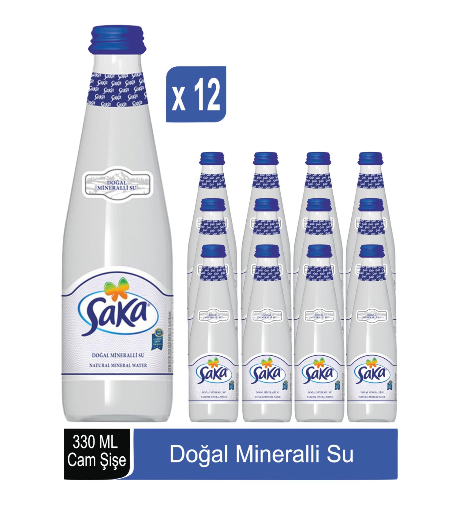 saka SU Natural Mineral Water Glass Bottle 330 ML x 12