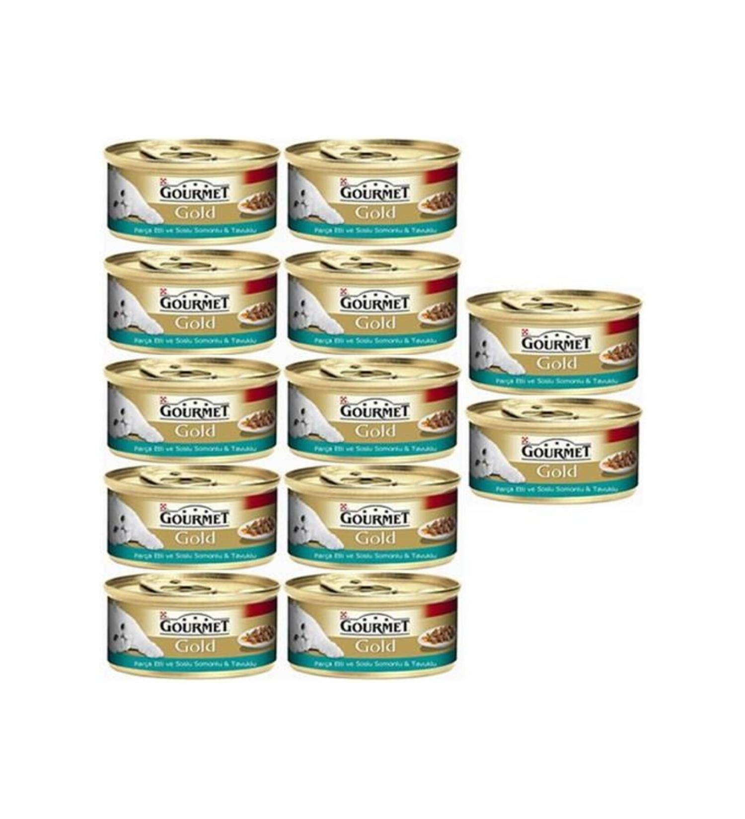 Gourmet Gourmet Gold Piece Meat and Sauce Salmon & Chicken Wet Cat Food 85gr 12al 10 decndst1020ggpest