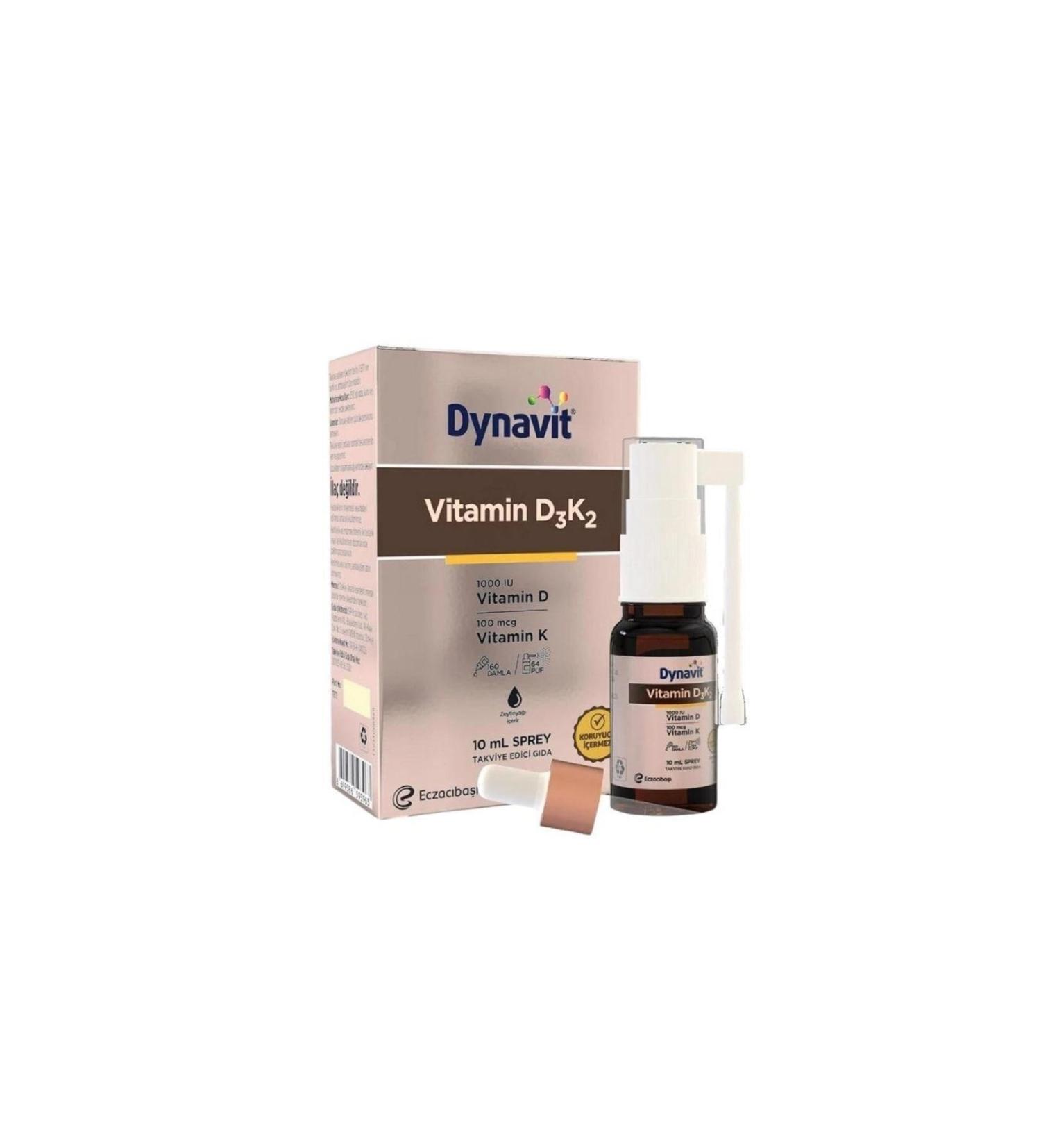Dynavit Vitamin D3k2 Vitamin D and Vitamin K Supplementary Food 10ml Spray
