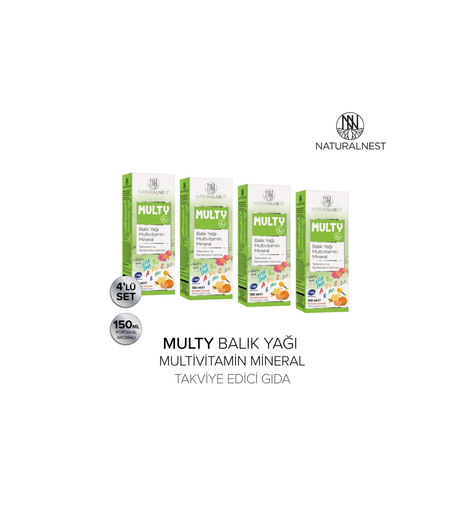 Natural Nest Multy Syrup Fish Oil Vitamin Mineral Supplementary Food 4 Boxes