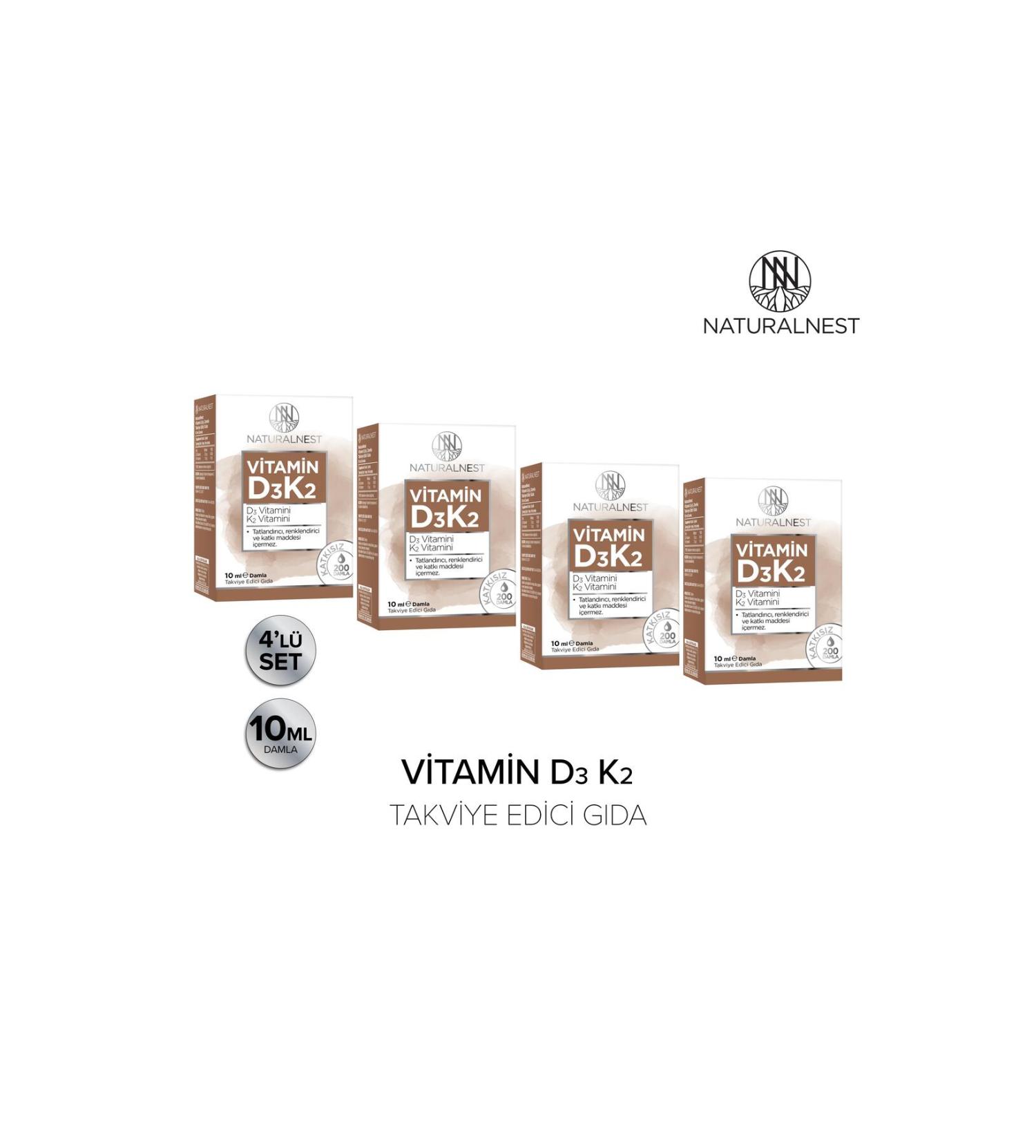 Natural Nest Vitamin D3 K2 Drops 10 ml Supplementary Food 3 Boxes