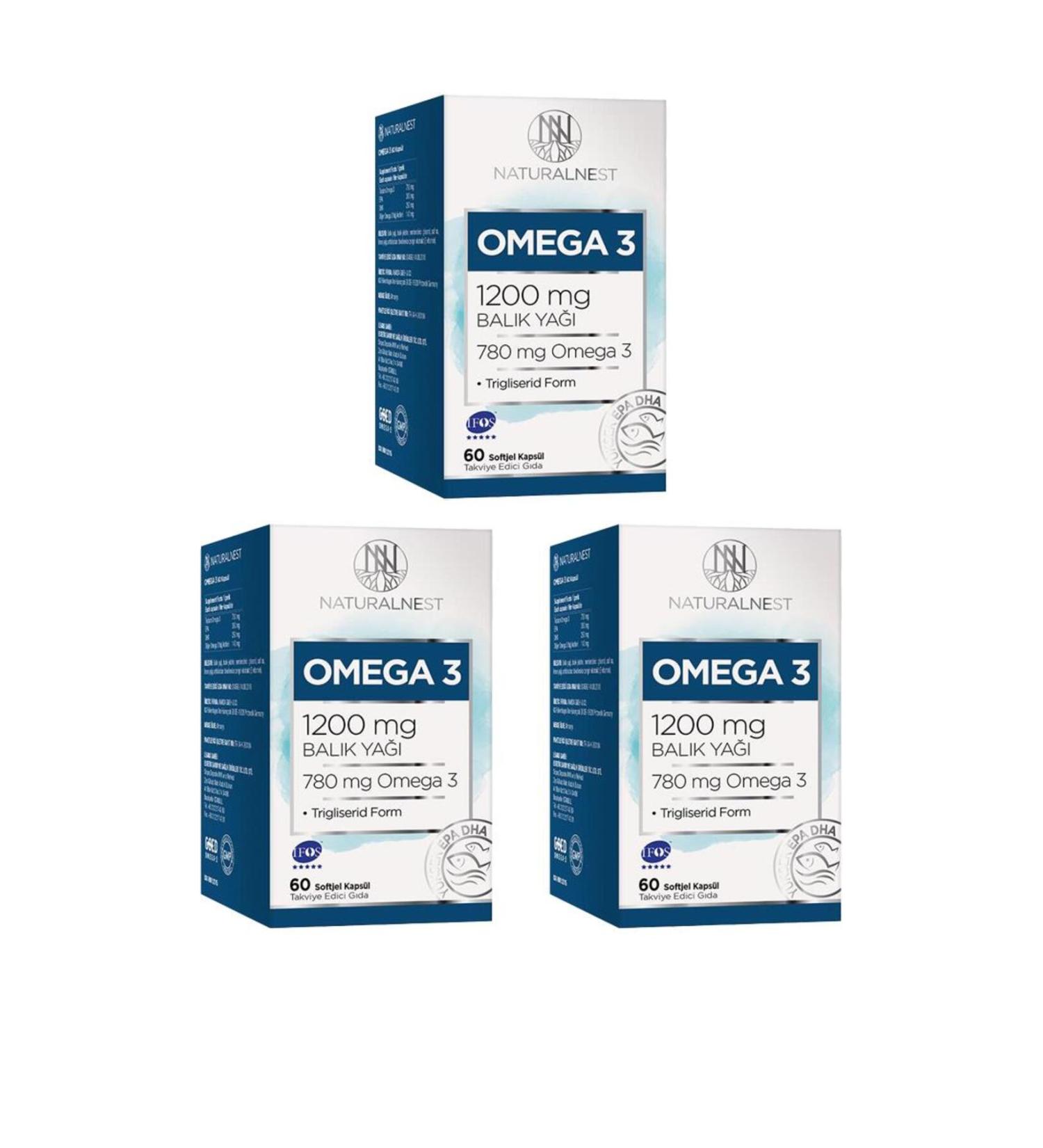 Natural Nest Omega 3 Fish Oil 1200 Mg 60 Capsules 3 Boxes