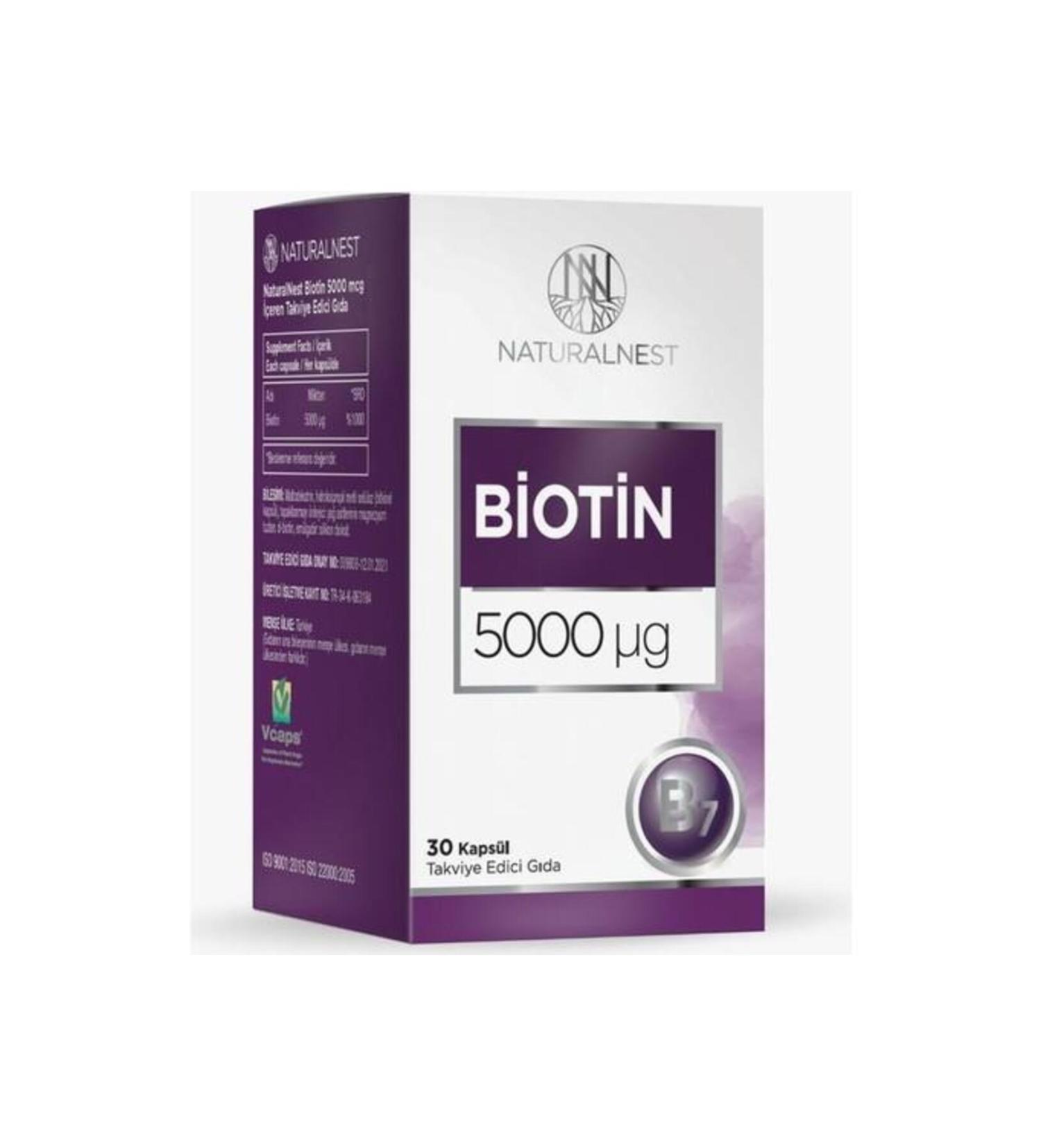 Natural Nest Biotin 5000 g 30 Capsules