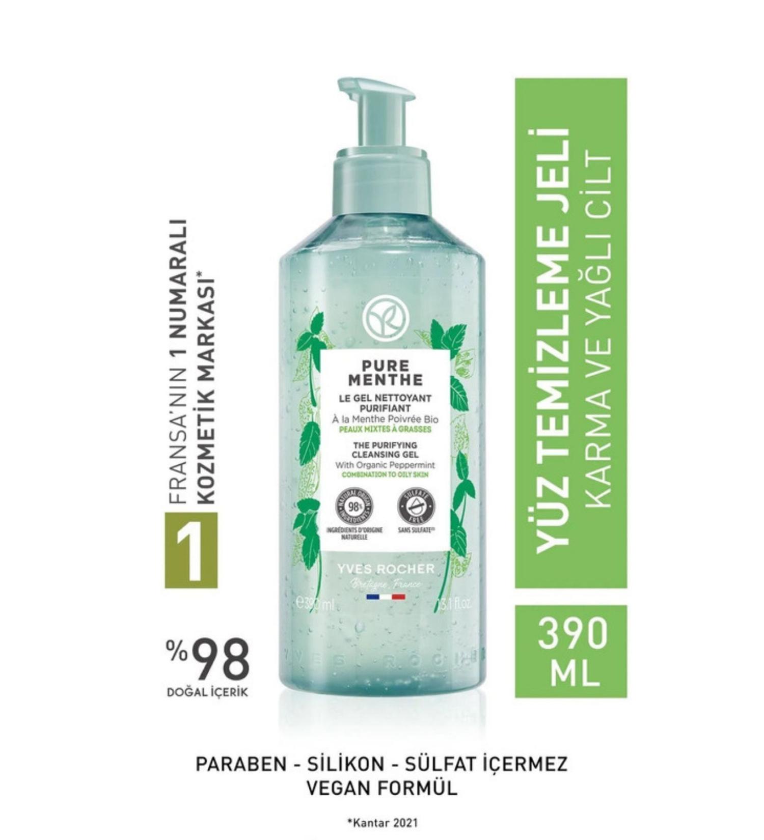 Yves Rocher Pure Menthe Prebiotic Face Wash Gel for Combination and Oily Skin - 390 ml - Buy Online on GoSupps.com