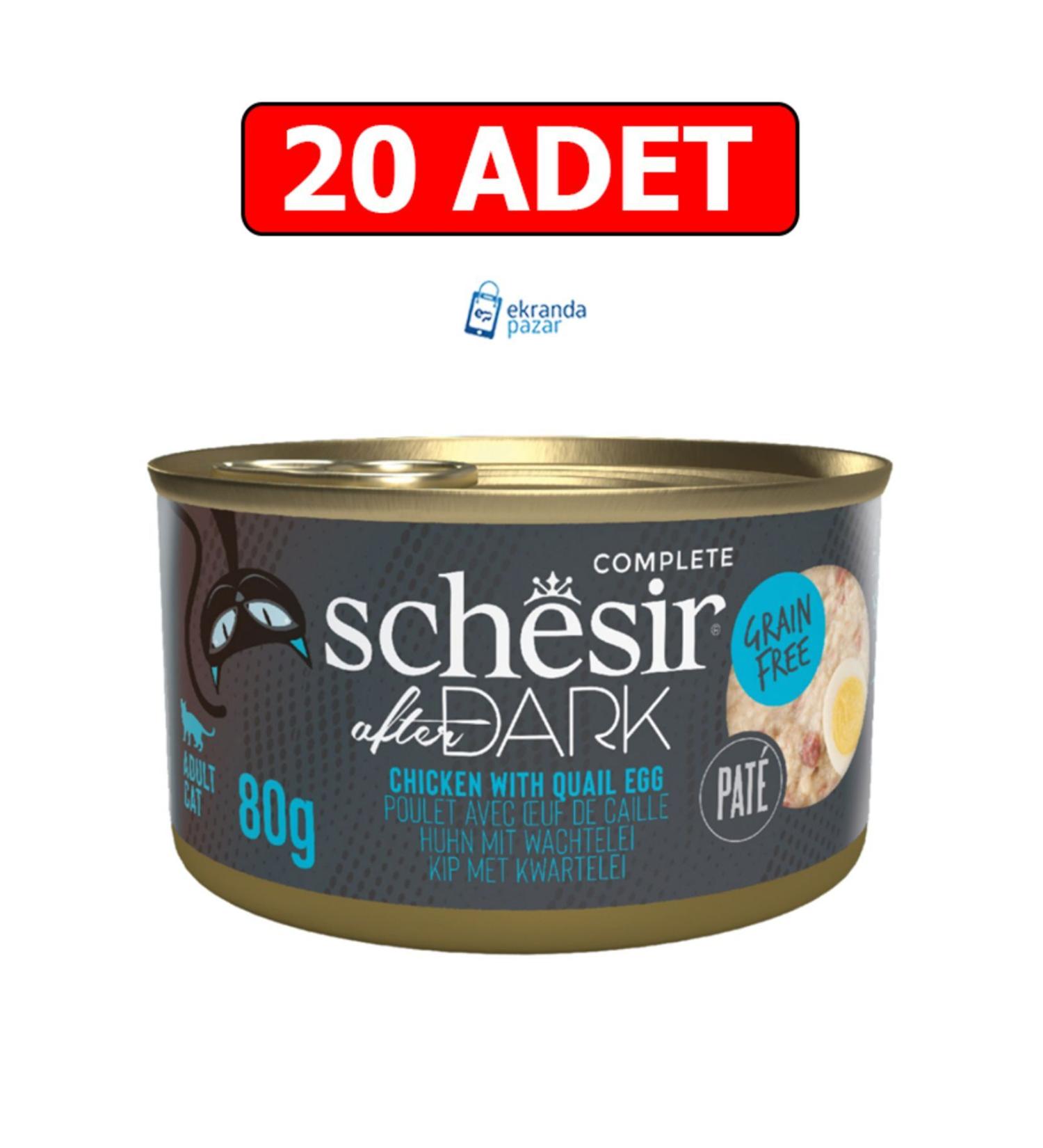 Schesir after dark grain-free pate quail egg chicken cat canned food 80gr 20pcs cat wet food