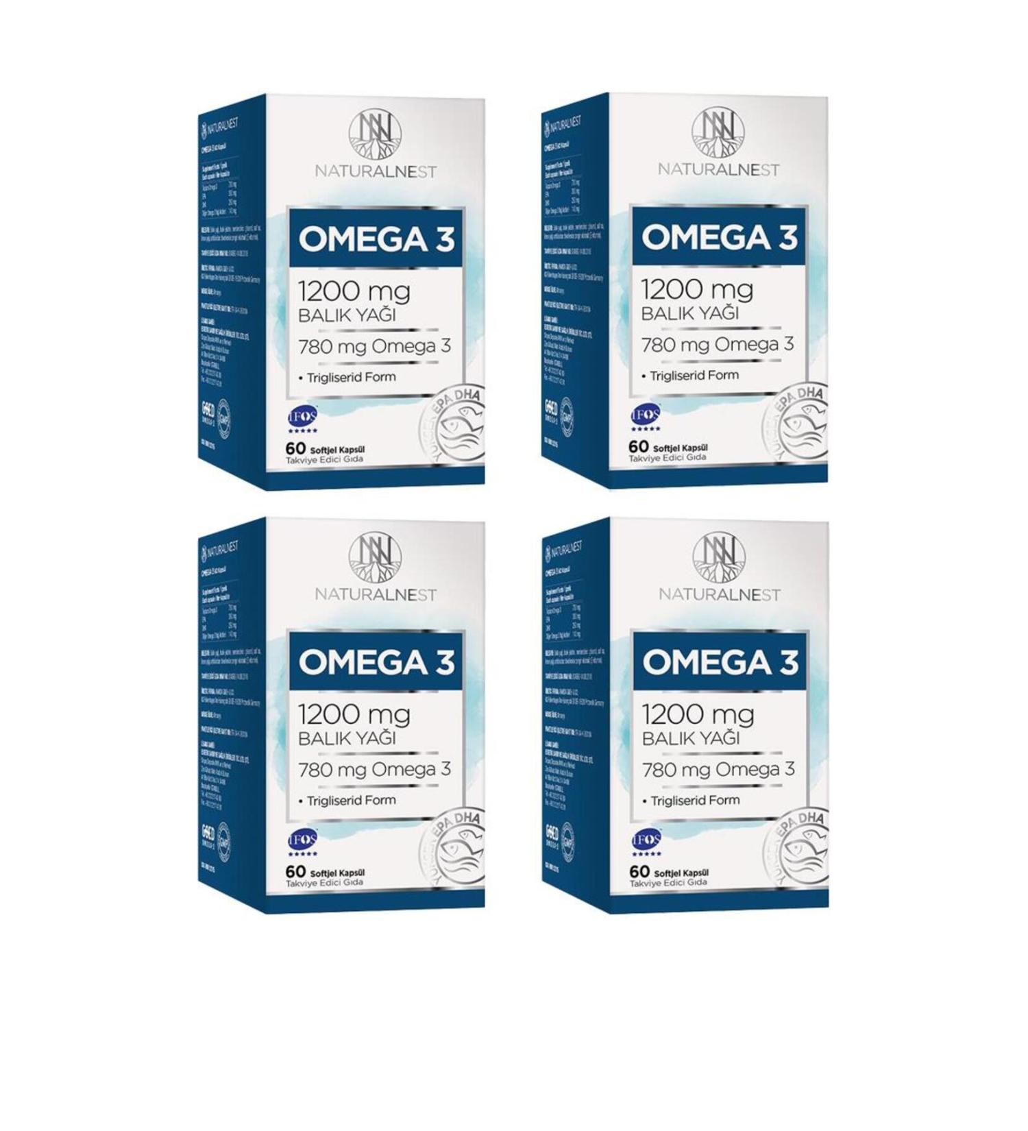 Natural Nest Omega 3 Fish Oil 1200 Mg 60 Capsules 4 Boxes