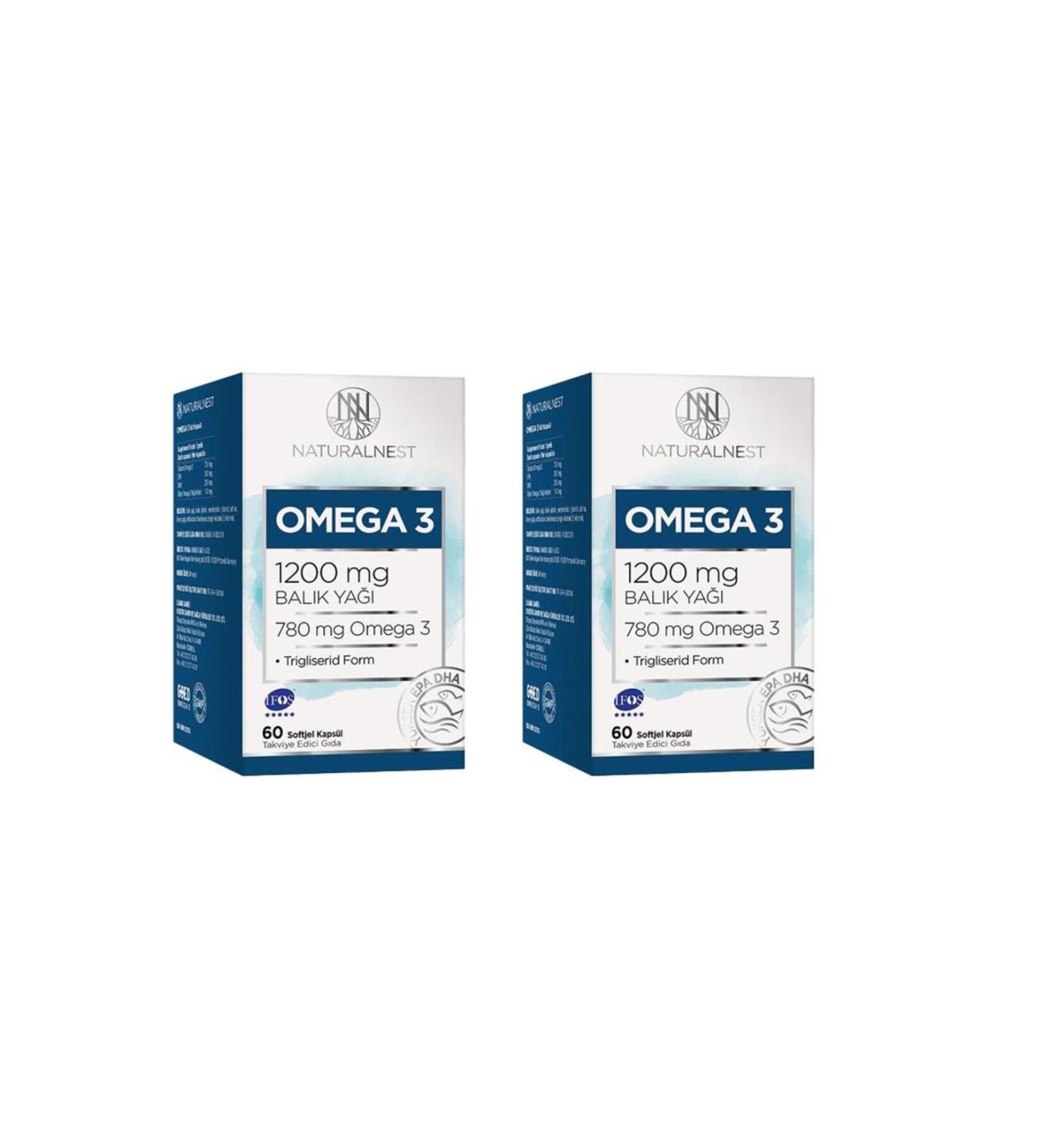 Natural Nest Omega 3 Fish Oil 1200 Mg 60 Capsules 2 Boxes