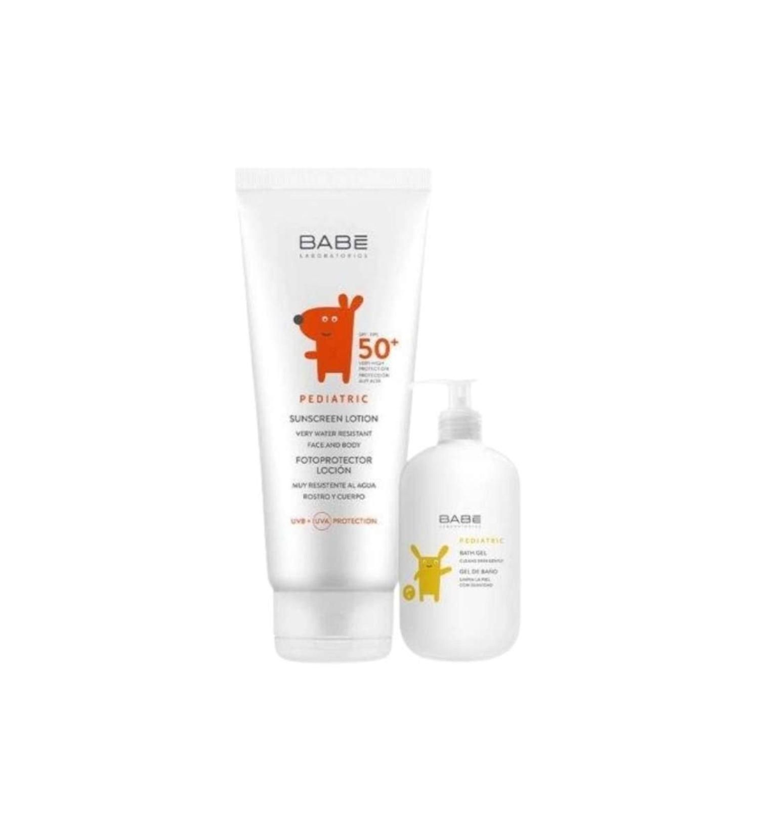 Babe Pediatric Sunscreen Lotion SPF 50 100ml Bath Gel 100ml Gift