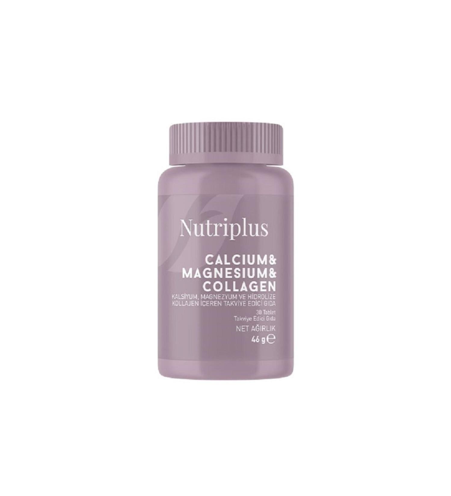 Farmasi Nutriplus Calcium Magnesium and Hydrolyzed Collagen Containing Supplementary Food 30 Tablets
