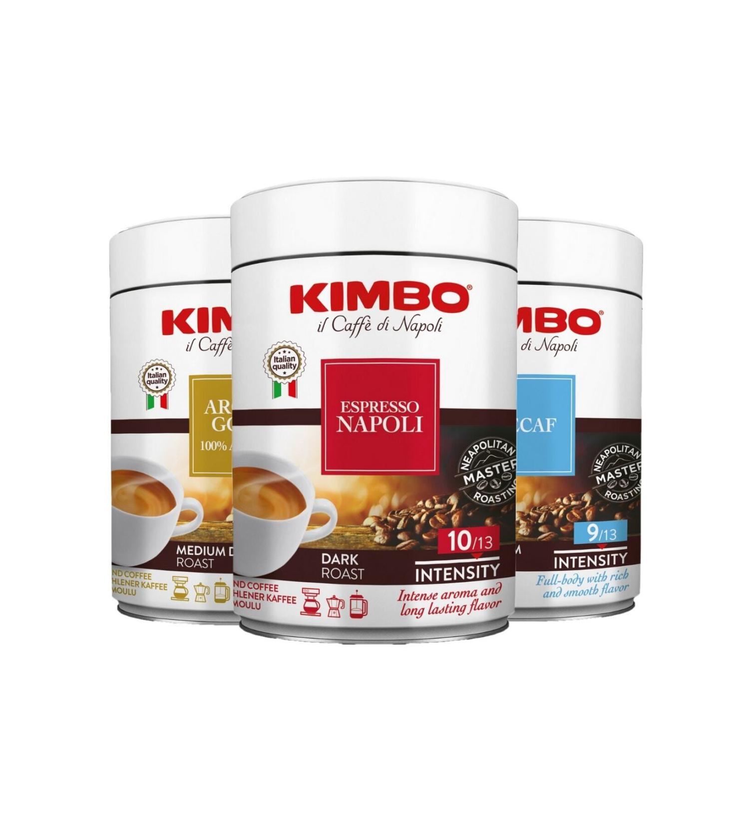 Kimbo Aroma Gold + Espresso Napoli + Decaffeinato Filter Coffee Canister (250 Gr) - Buy Online on GoSupps.com