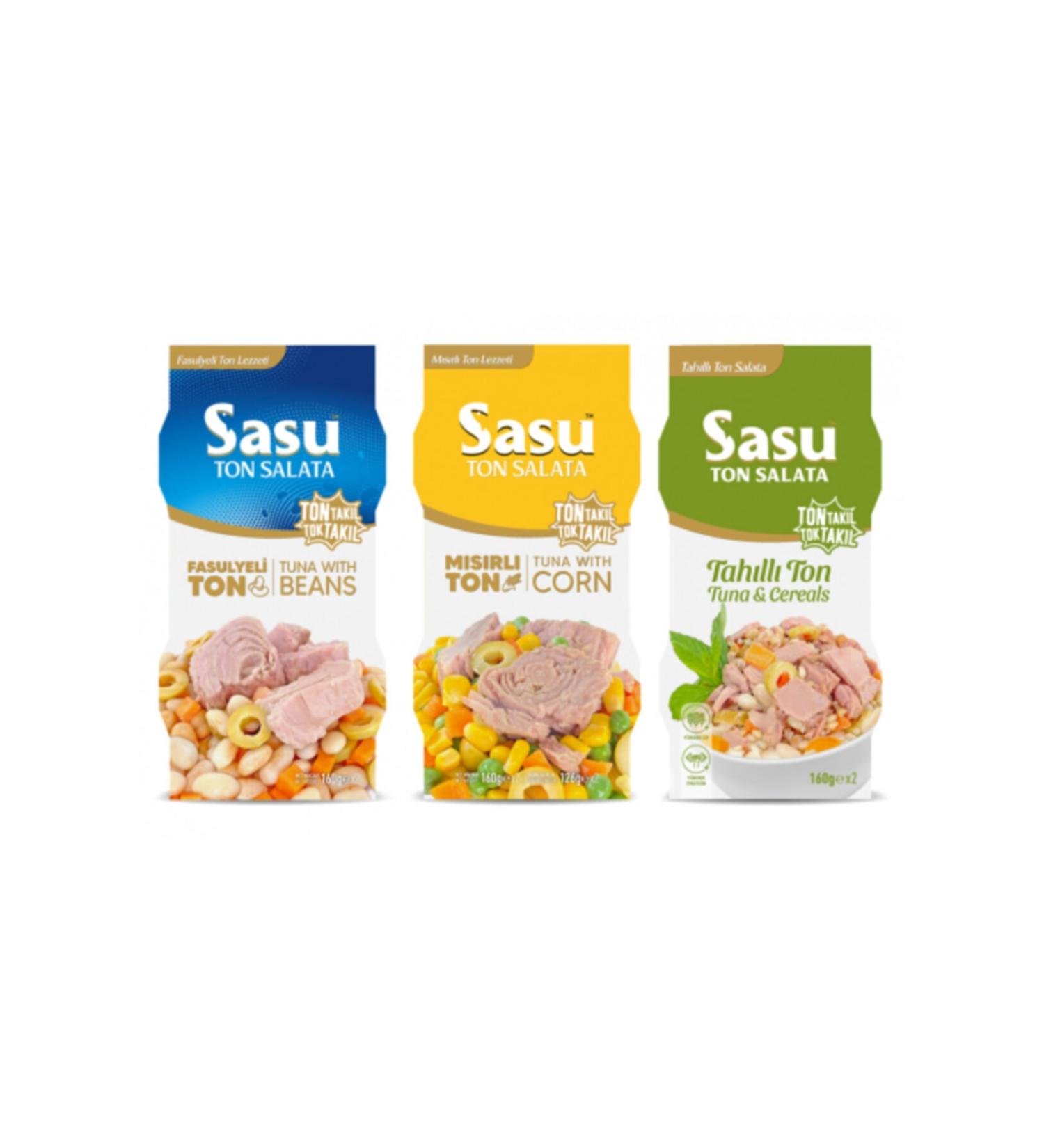 SASU SOSLUTON Corn Tuna Salad 2x160 G Bean Tuna Salad 2x160 G Grain Tuna Salad 2x160 G