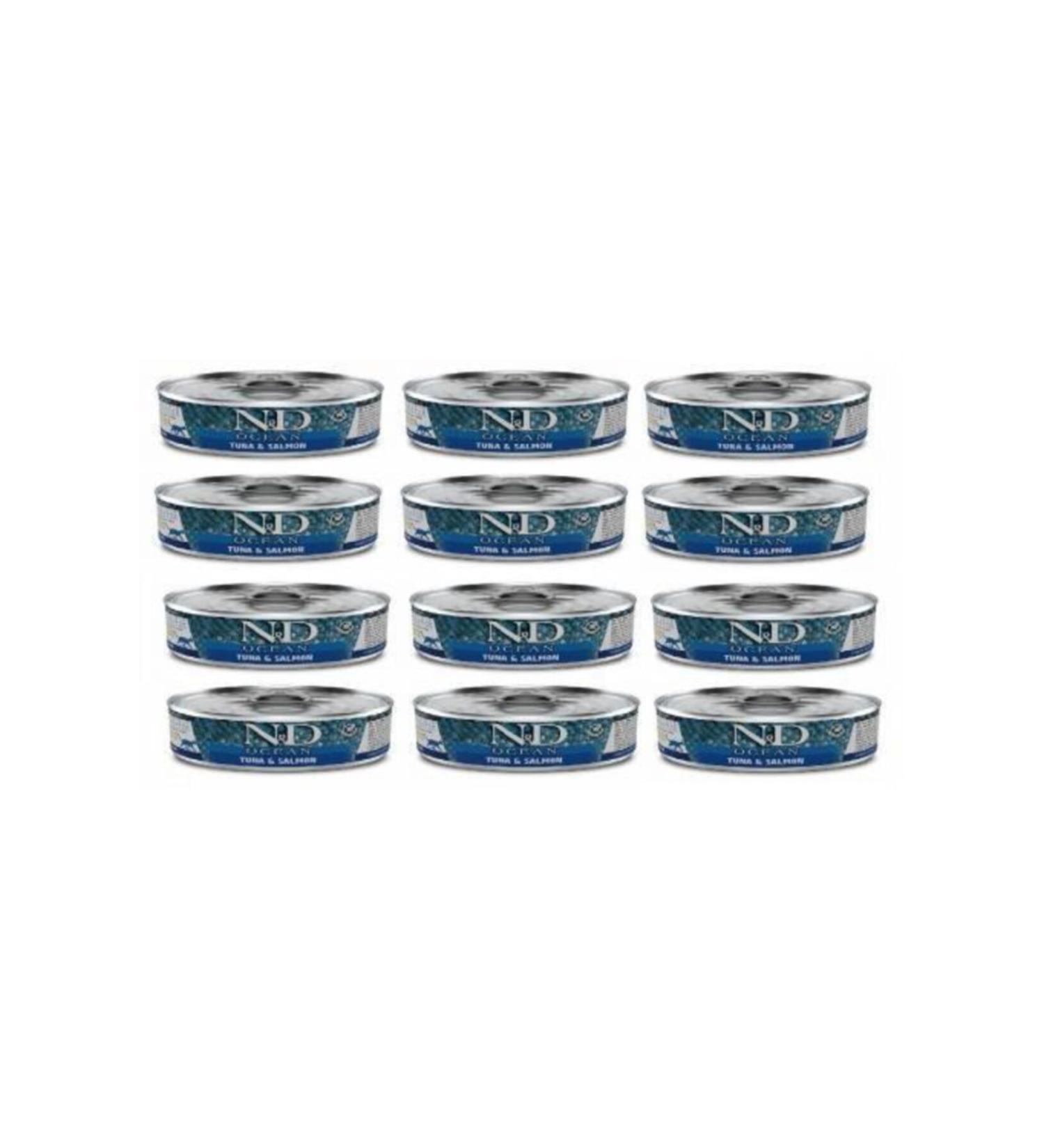 N & D Ocean 12 Pieces Grain-Free Tuna and Salmon Adult Wet Food 12x80 gr - Buy Online on GoSupps.com