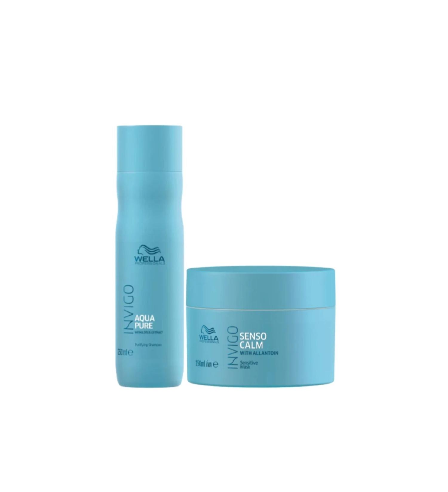 Wella Pro INVIGO Balance Aqua Pure Shampoo for Oily Hair 250ML-Senso Calm Sensitive Mask 150ML CYT996
