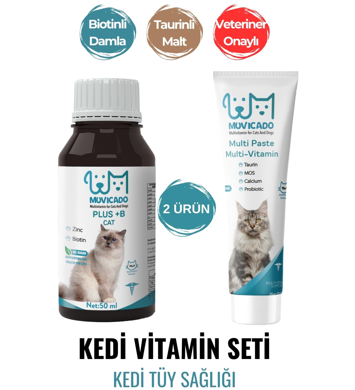 muvicado Multivitamin Cat Drops and Taurine Cat Malt - Cat Hair Health - Cat Hairball Prevention - Buy Online on GoSupps.com