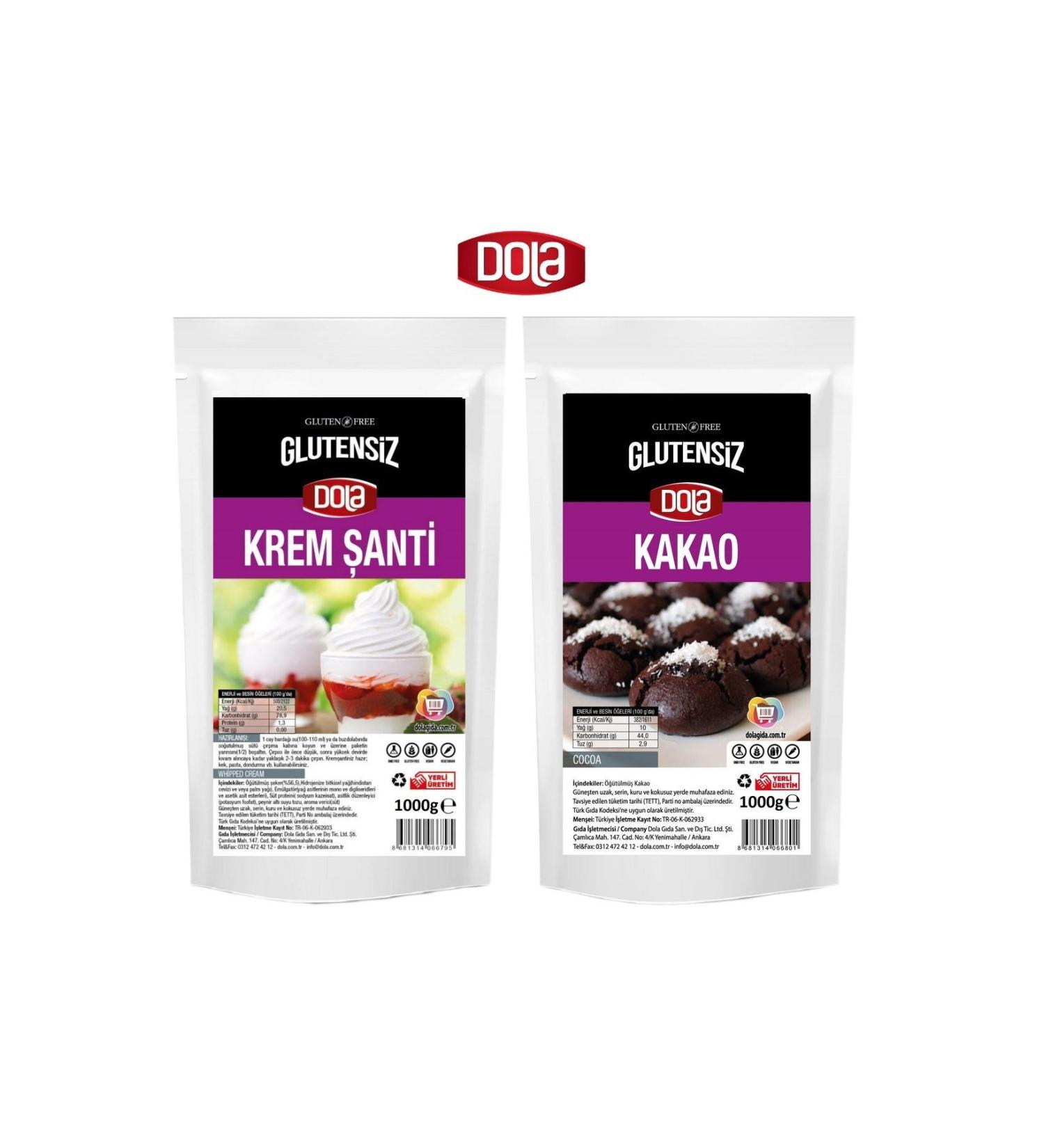 Dola 2-Piece Gluten-Free Cake Set Whipped Cream and Cocoa 1 Kg X 2 Pieces