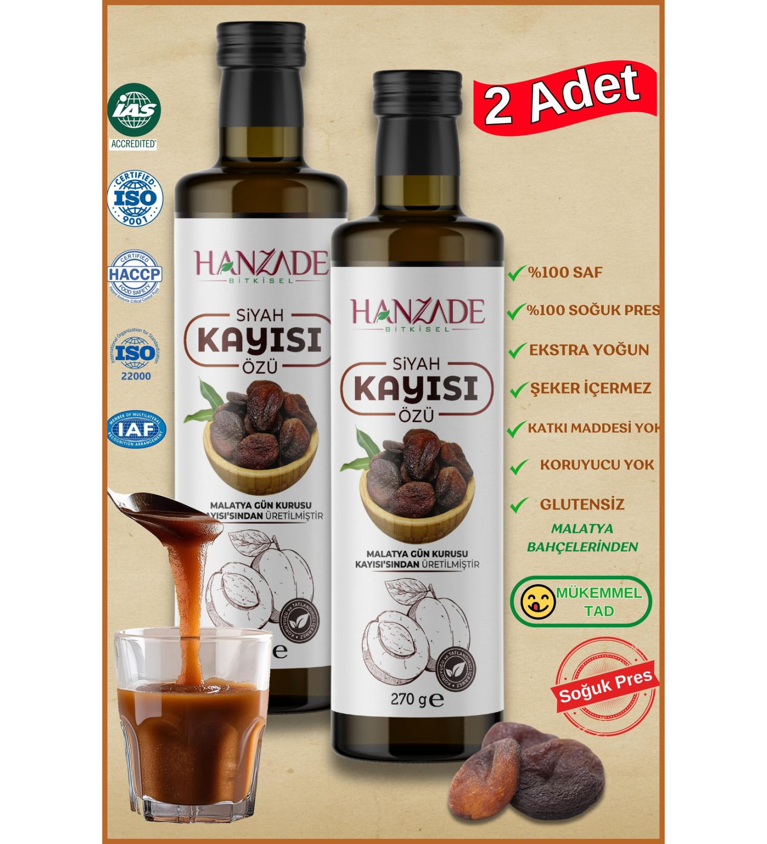 Hanzade Herbal Black Apricot Extract 270 Gr x 2 Pieces Does Not Contain Sugar and Glucose - Buy Online on GoSupps.com