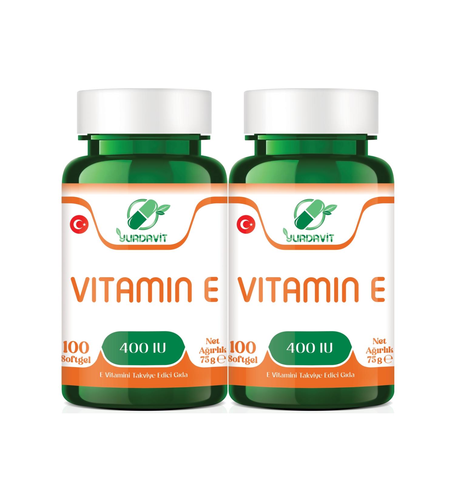 Yurdavit Vitamin E 400 IU 2x100 Softgel Vitamin E