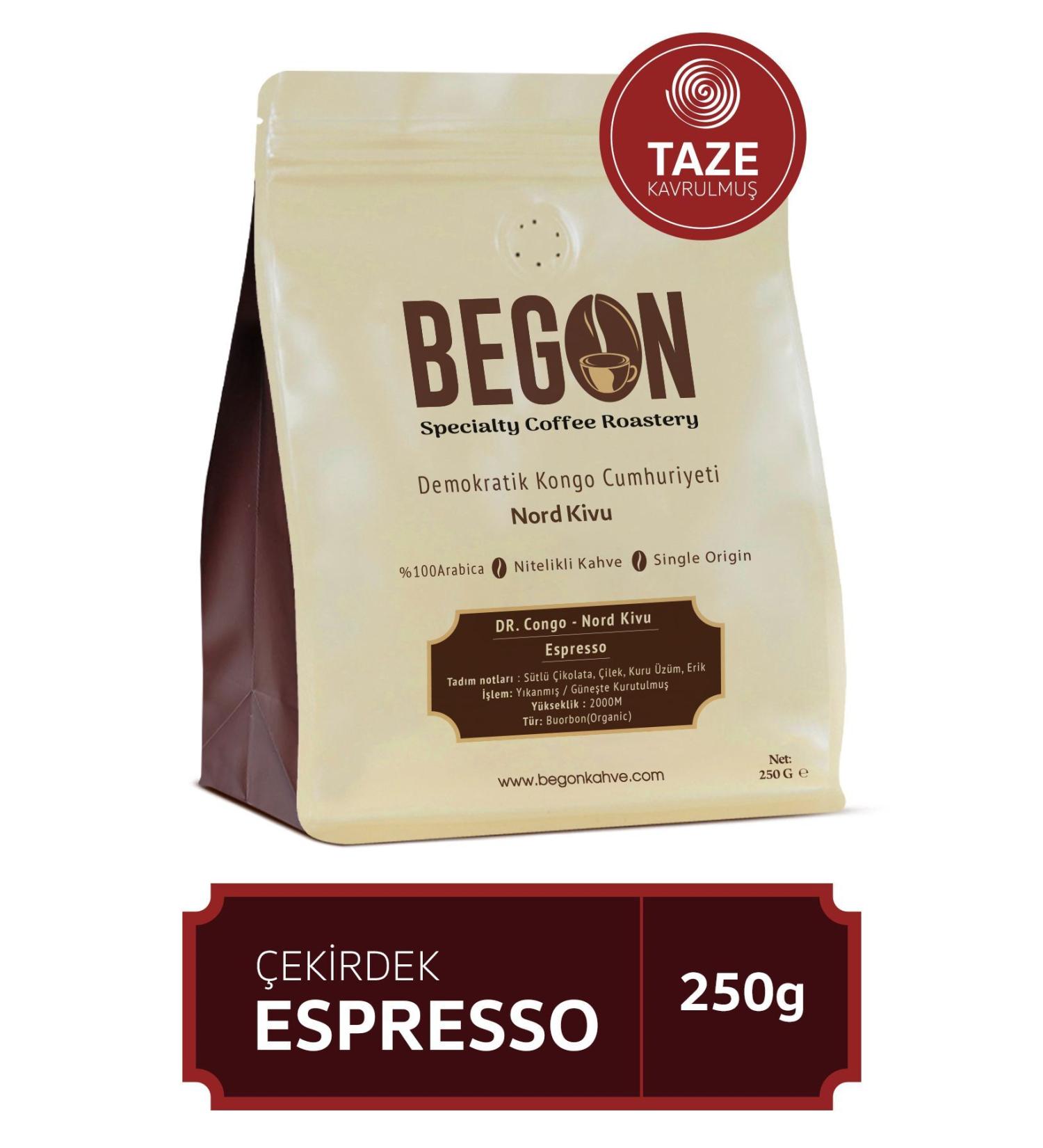 BEGON Nord Kivu Premium Espresso (BEANS) Coffee 250g - Buy Online on GoSupps.com