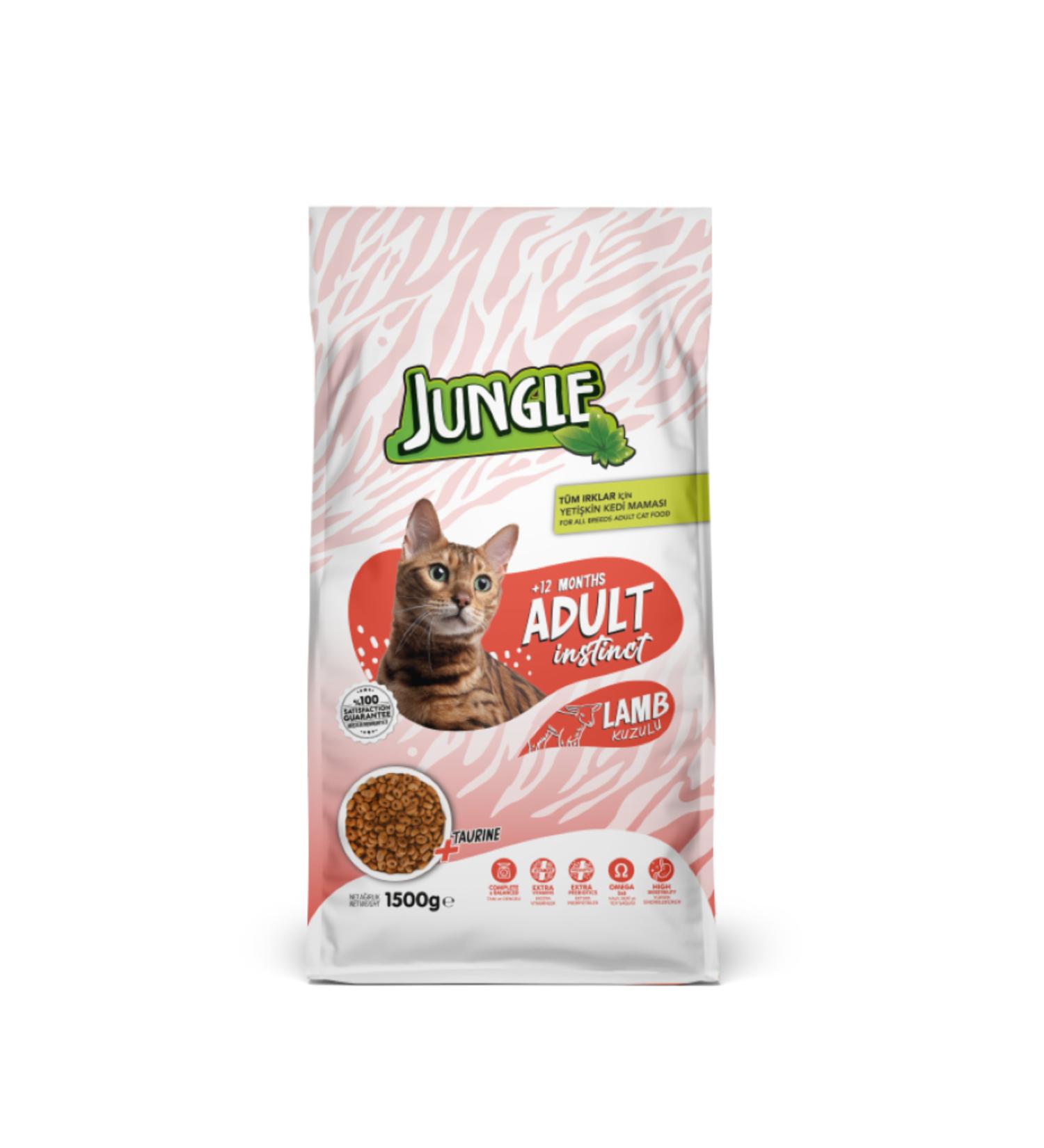 Jungle 1.5 KG DRY CAT FOOD ADULT LAMB MEAT *4 PIECES
