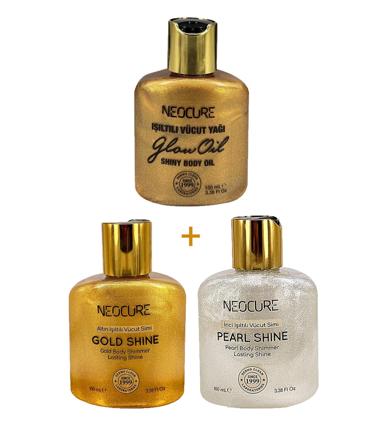 NeoCure BRONZE SHINING + GOLD SHINING + PEARL SHINING BODY SHINY CARE OIL 100 ML - SET OF 3 - Buy Online on GoSupps.com