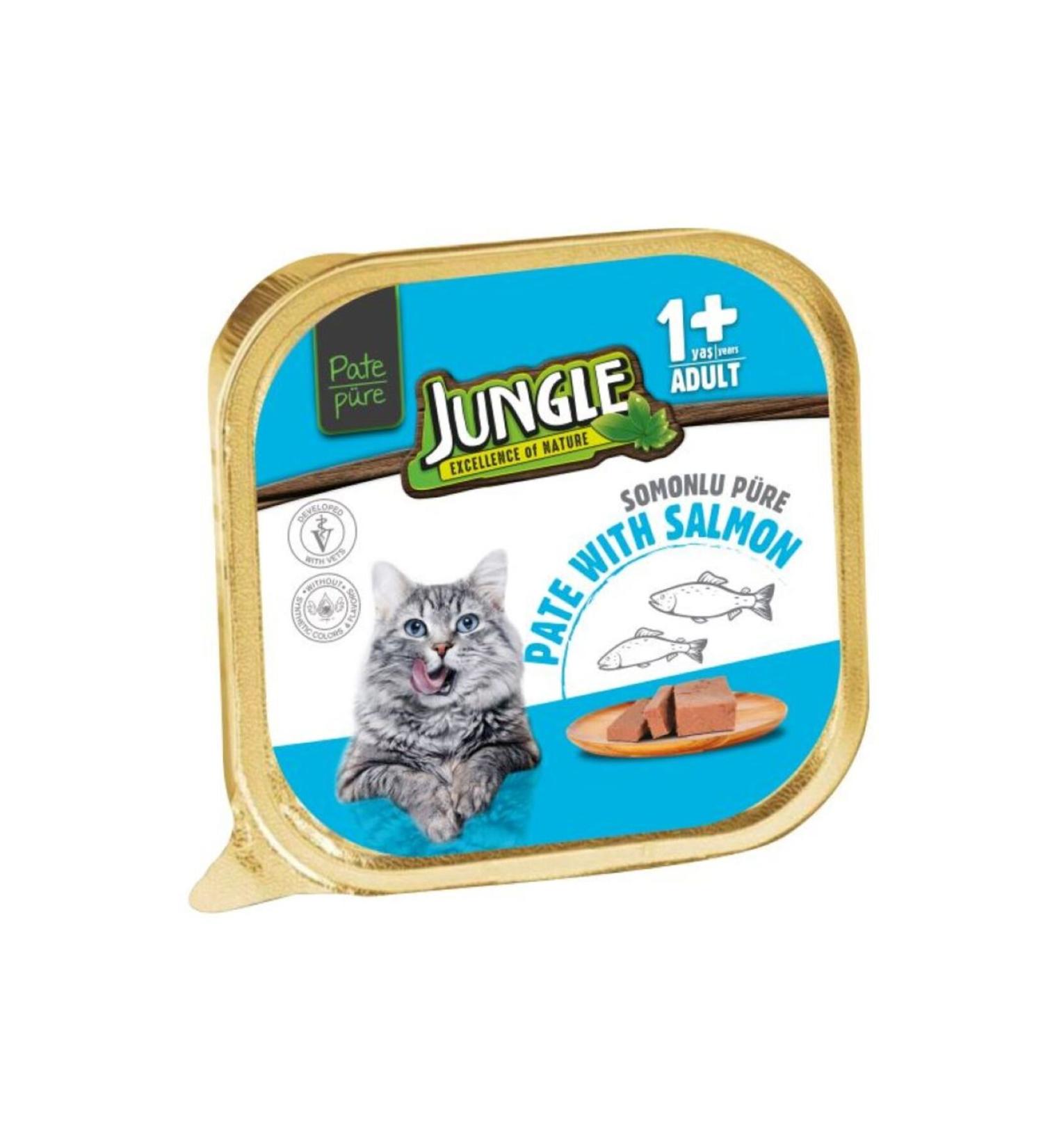 Jungle 100 GR PURE CAT FOOD ADULT WITH SALMON *32 PACKS