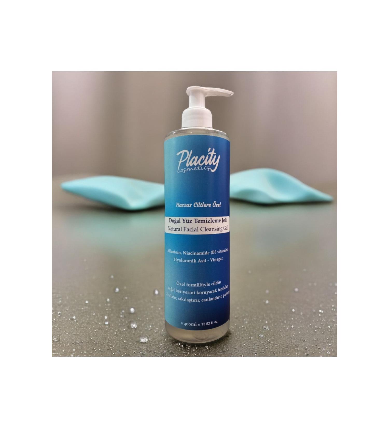 Placity Natural Facial Cleansing Gel Sensitive Skin Allantoin Niacinamide B3 Hyaluronic Acid Vinegar 400 Ml