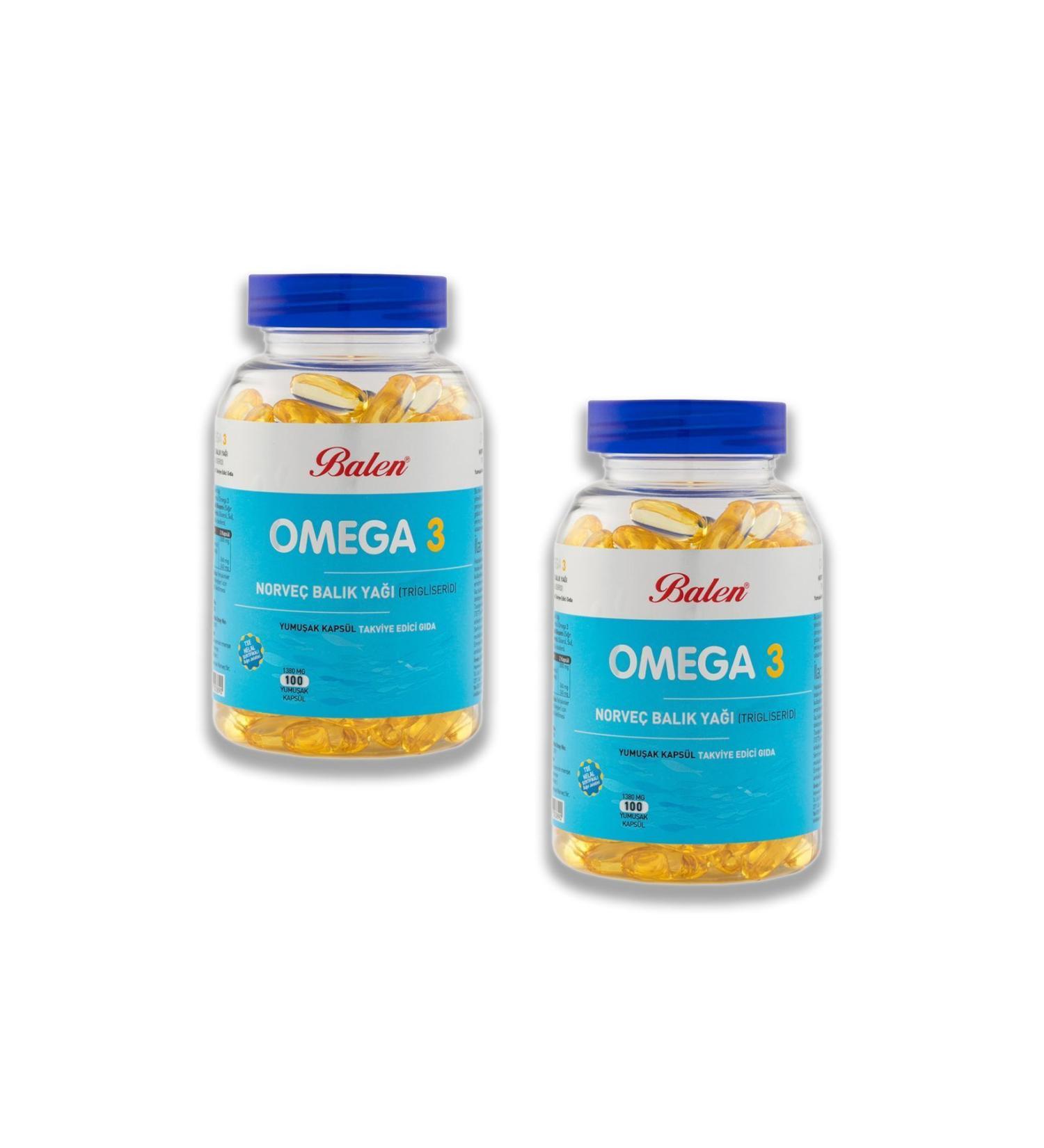 Balen Omega 3 Norwegian Fish Oil 1380 Mg 100 Capsules X 2 Pieces
