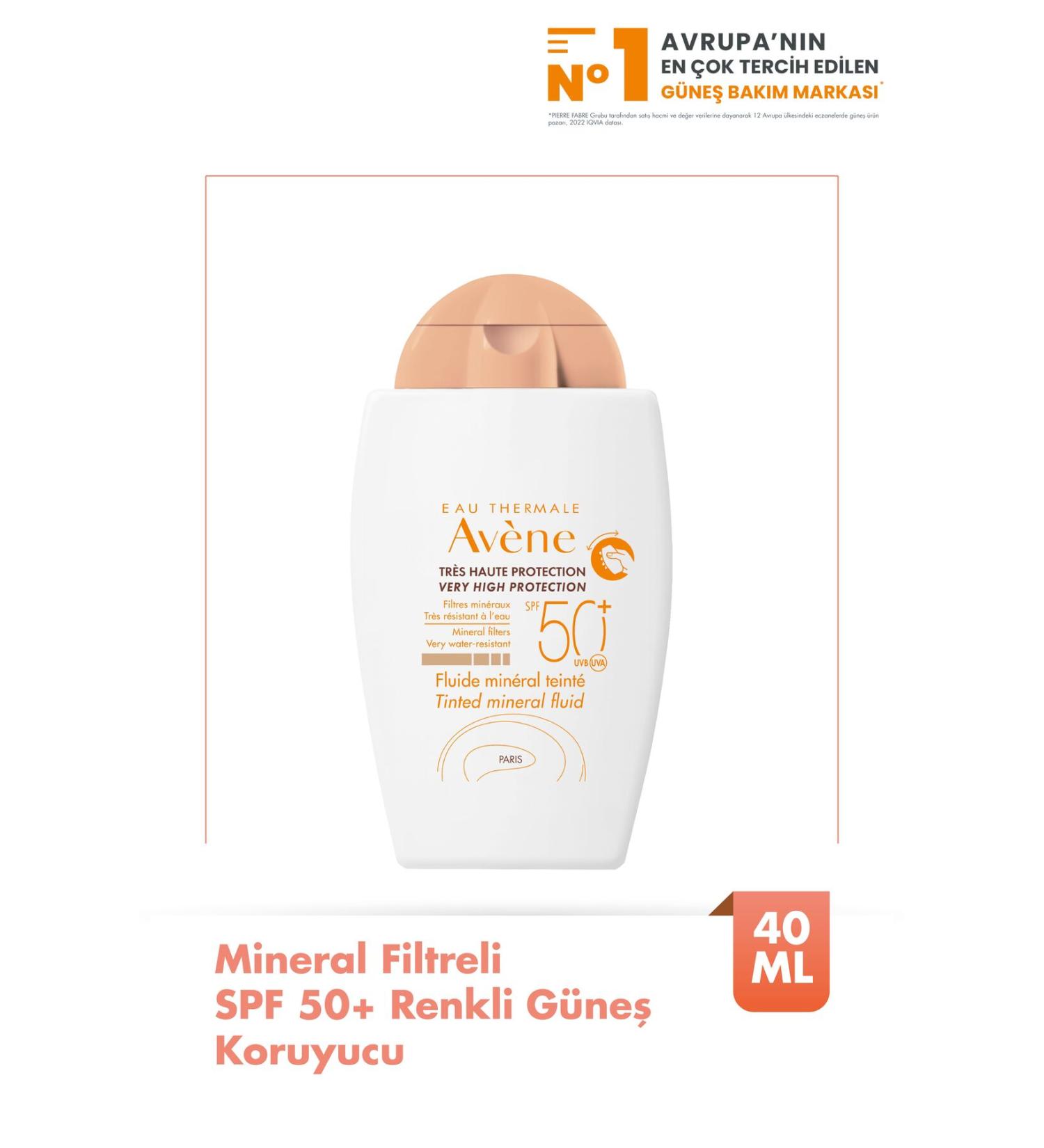 Avene Fluide Mineral Filter SPF 50+ Tinted Sunscreen 40 ml - Buy Online on GoSupps.com