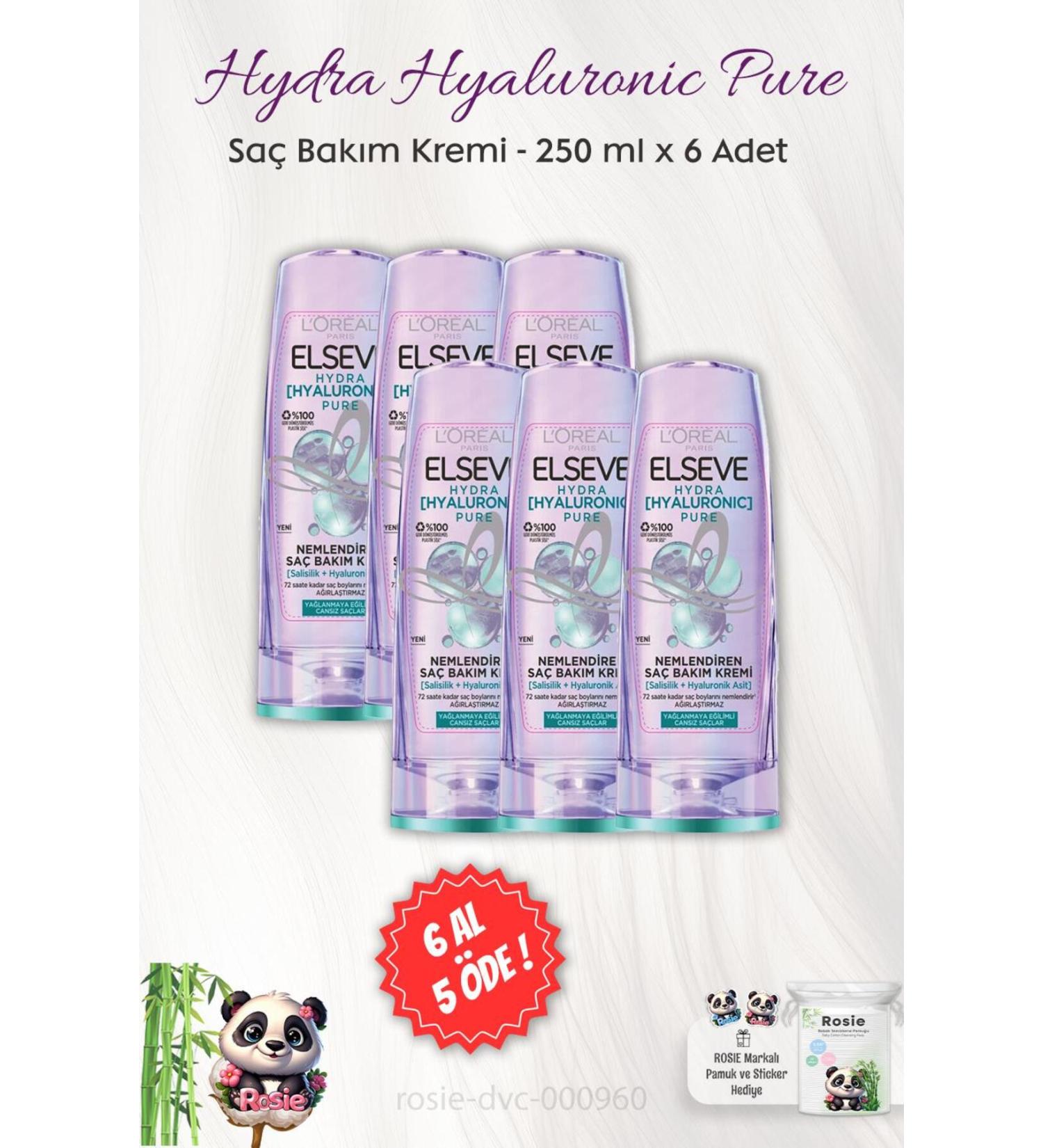 Elseve BUY 6 PAY 5 Hydra Hyaluronic Pure Hair Care Cream 250 ml and ROSIE
