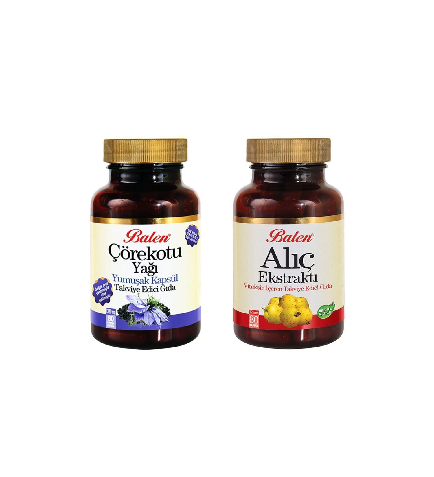 Balen 1 Piece Black Cumin Oil (SOFT JELL) Cap. 1 Piece Hawthorn Extract Cap.