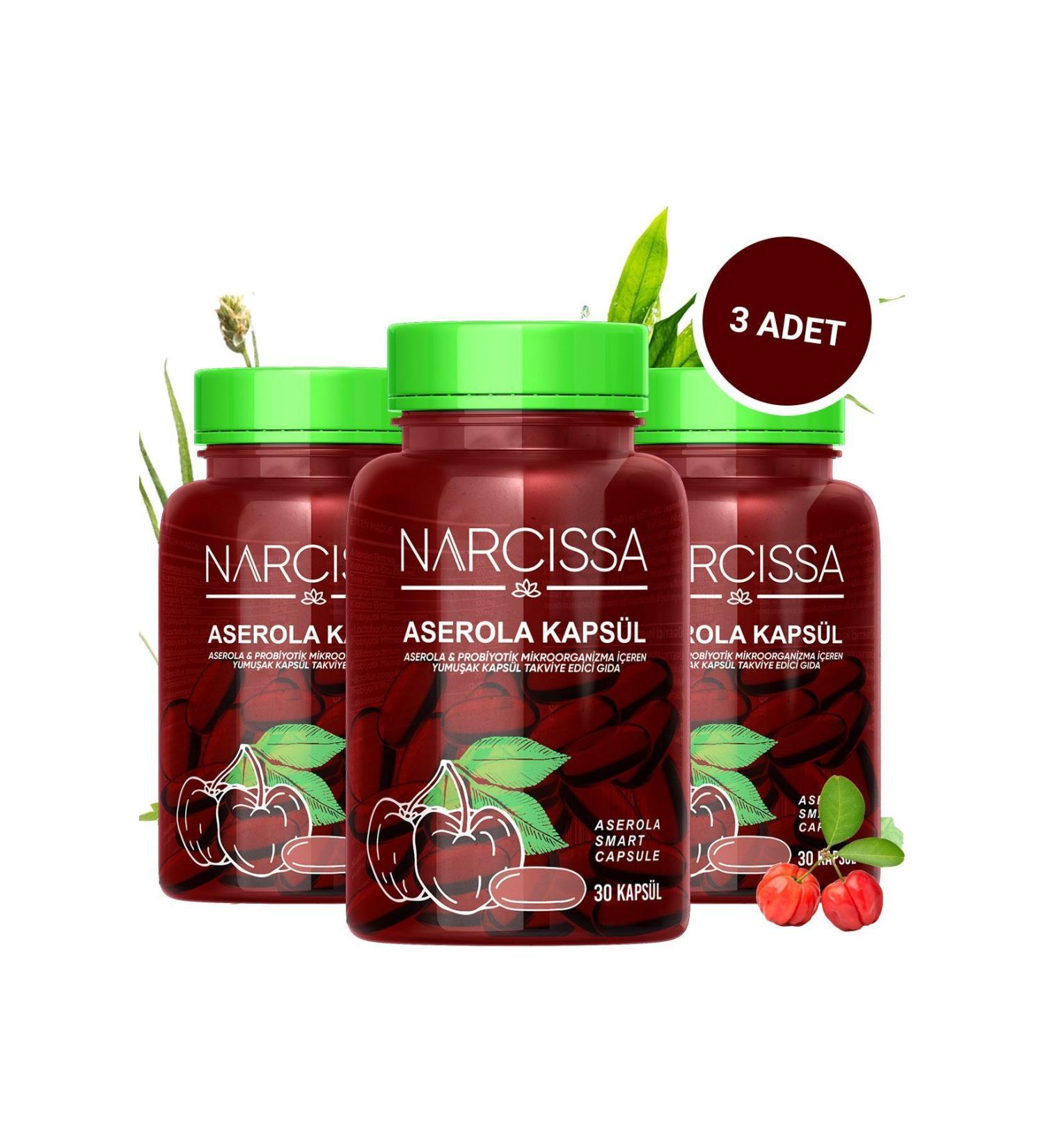 Narcissa 3 Pieces - Acerola Capsule & Detox Capsule Containing Probiotic Microorganisms